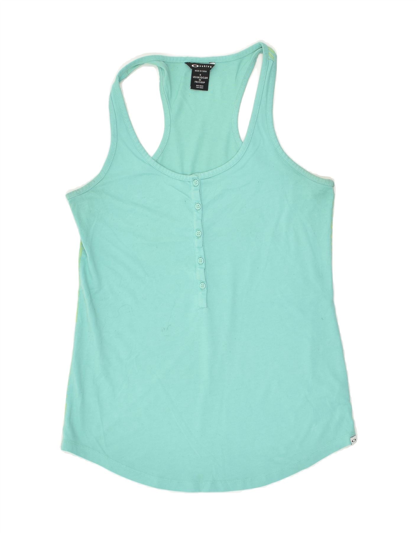 image of OAKLEY Womens Abstract Pattern Vest Top UK 10 Small Blue Polyester