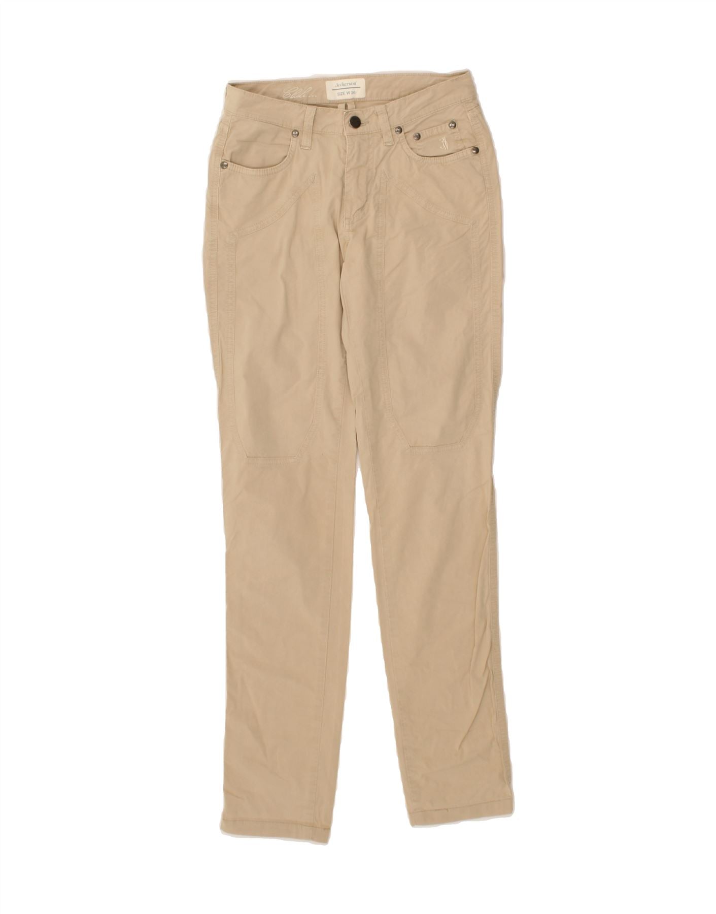 image of JECKERSON Womens Club Skinny Casual Trousers W26 L30 Beige Cotton