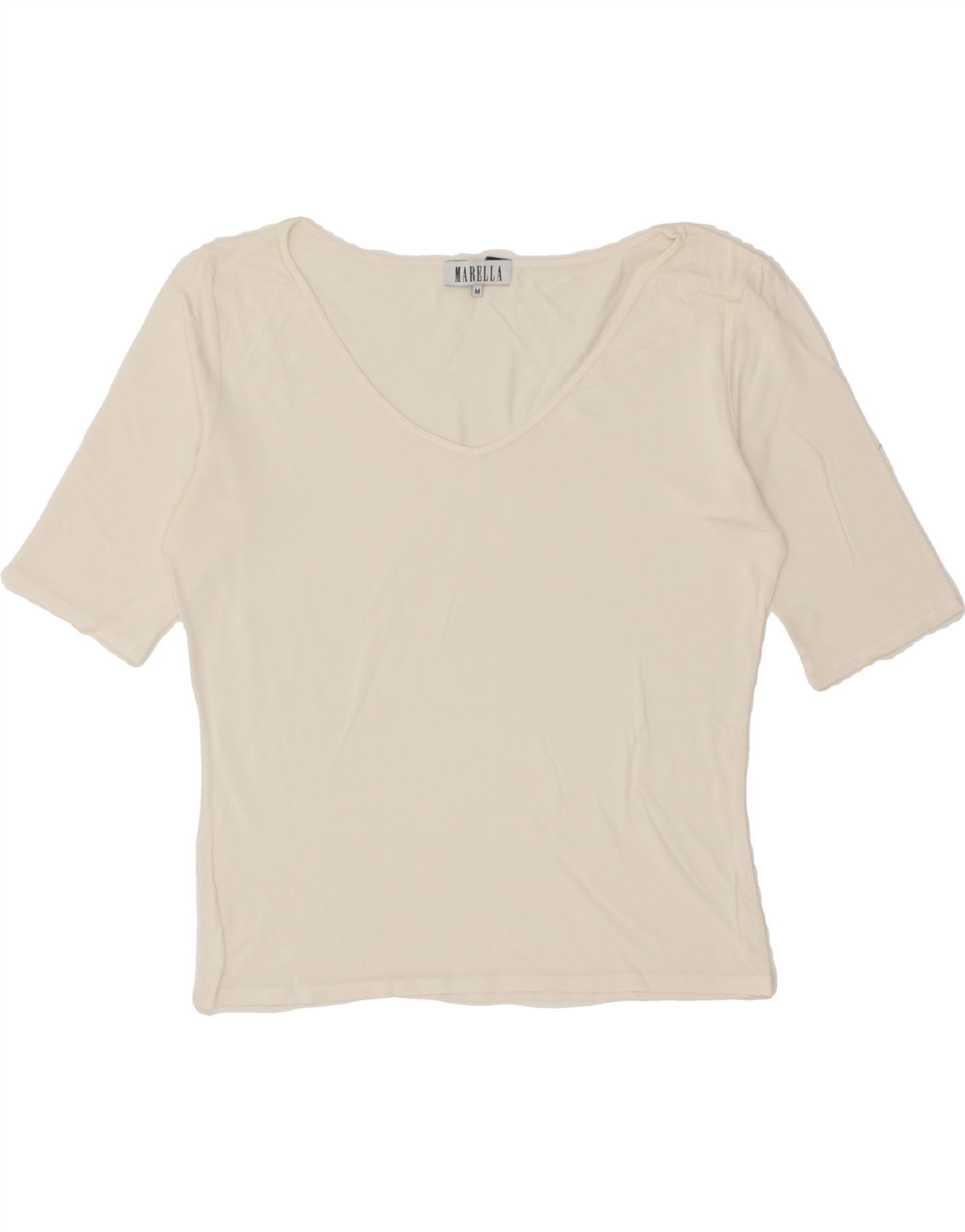 image of MARELLA Womens T-Shirt Top UK 14 Medium Off White