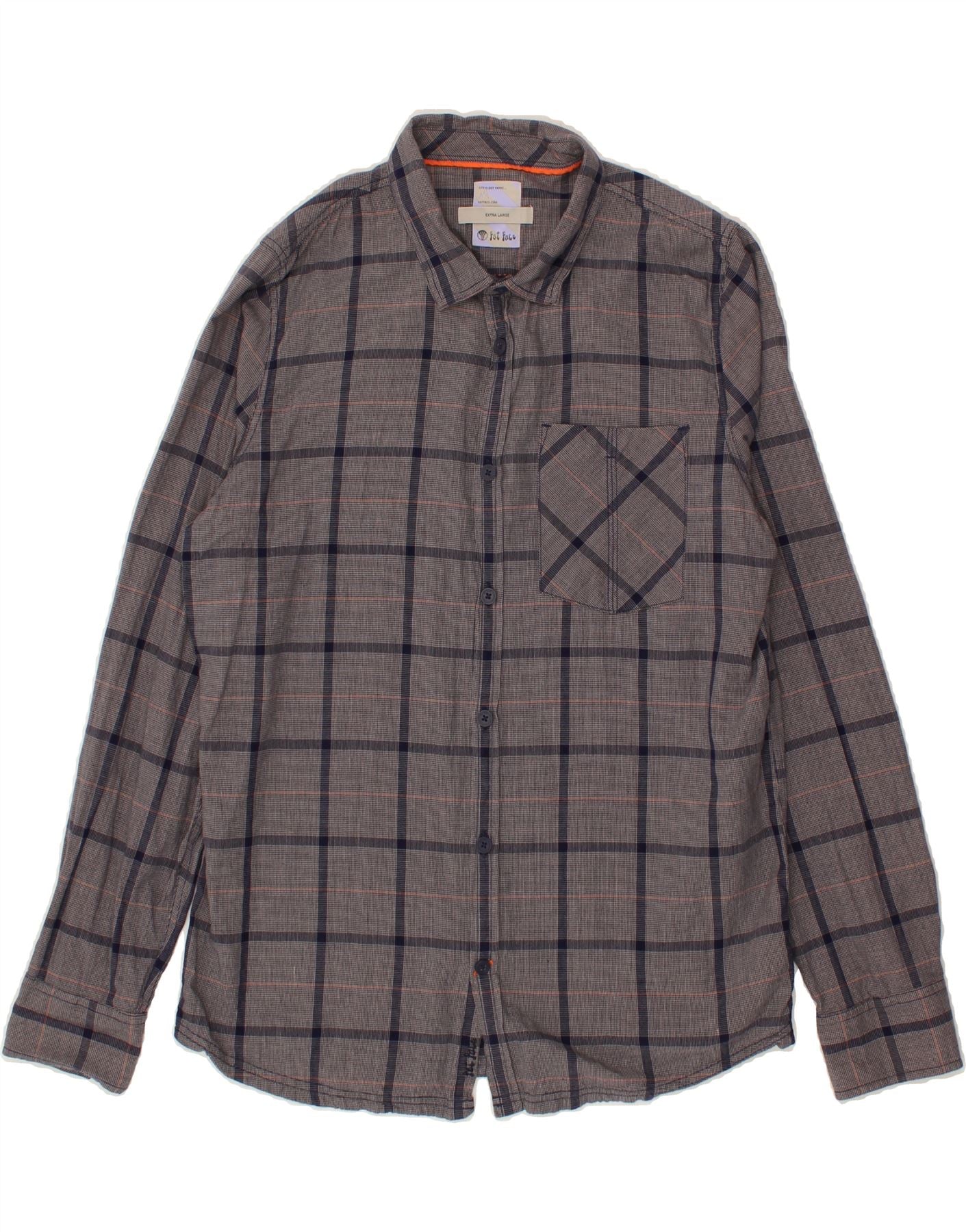 Image of FAT FACE Mens Shirt XL Grey Check Cotton