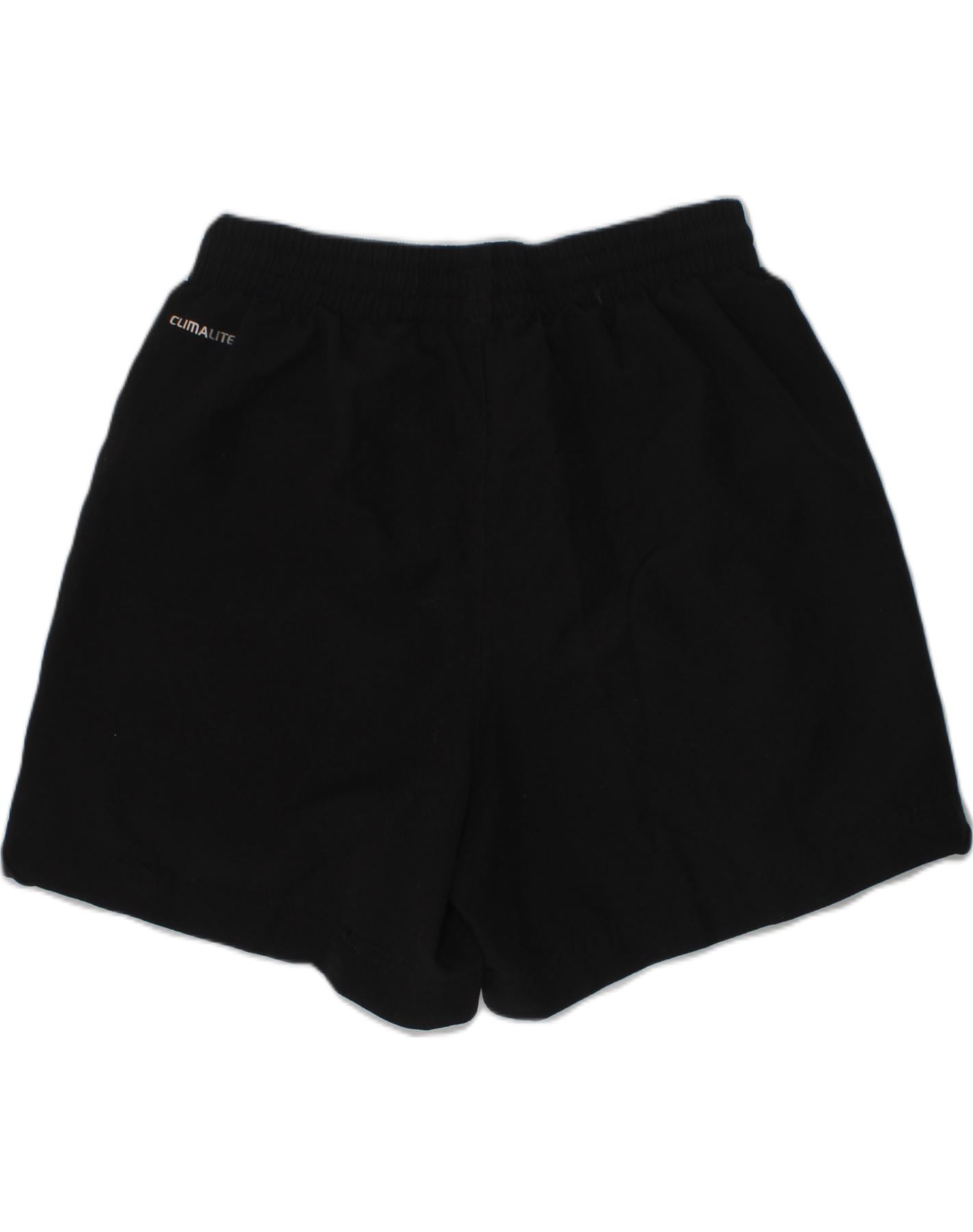 ADIDAS Boys Climalite Sport Shorts 13-14 Years Black Polyester