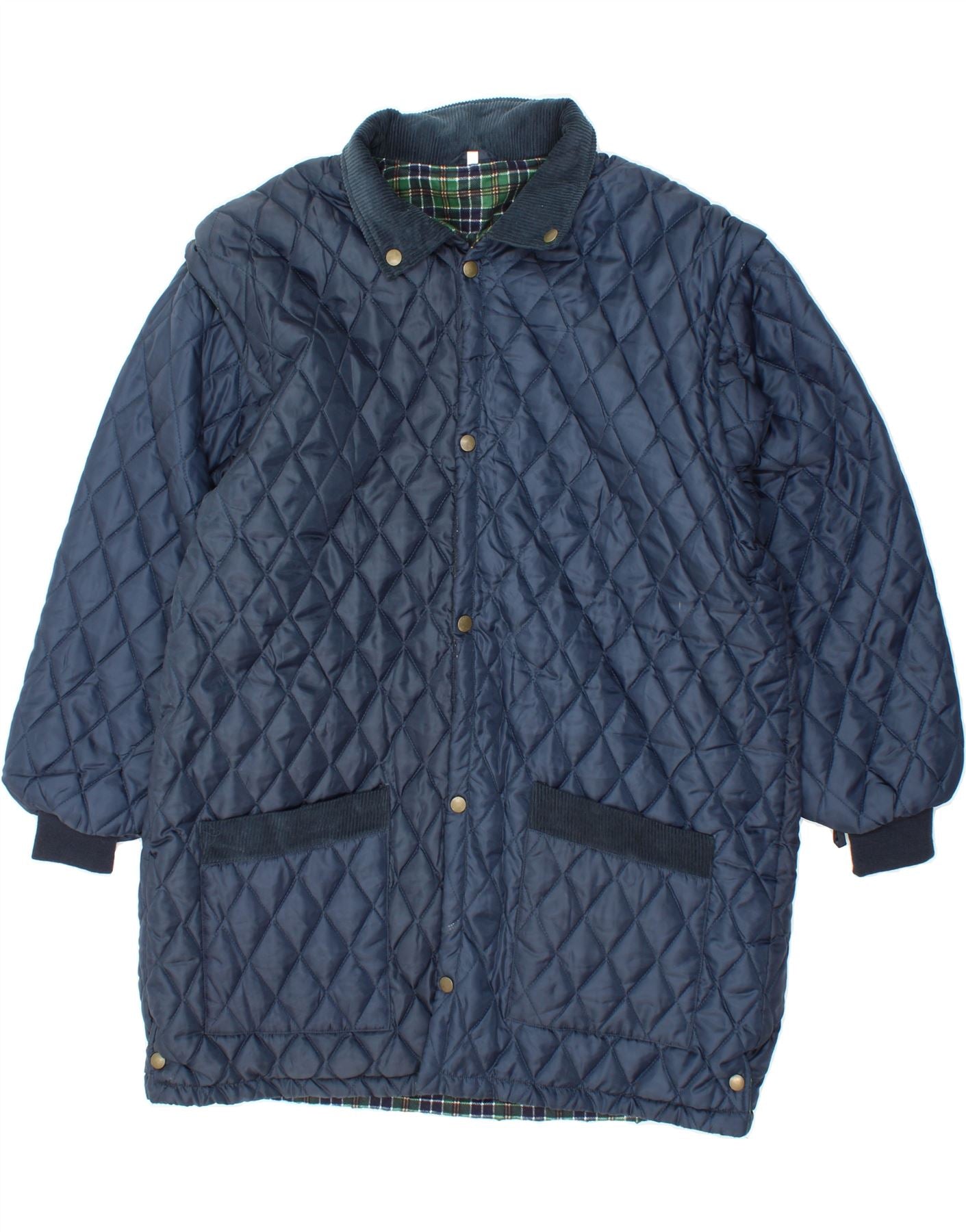 Image of VINTAGE Mens Quilted Jacket UK 40 Large Navy Blue Polyester