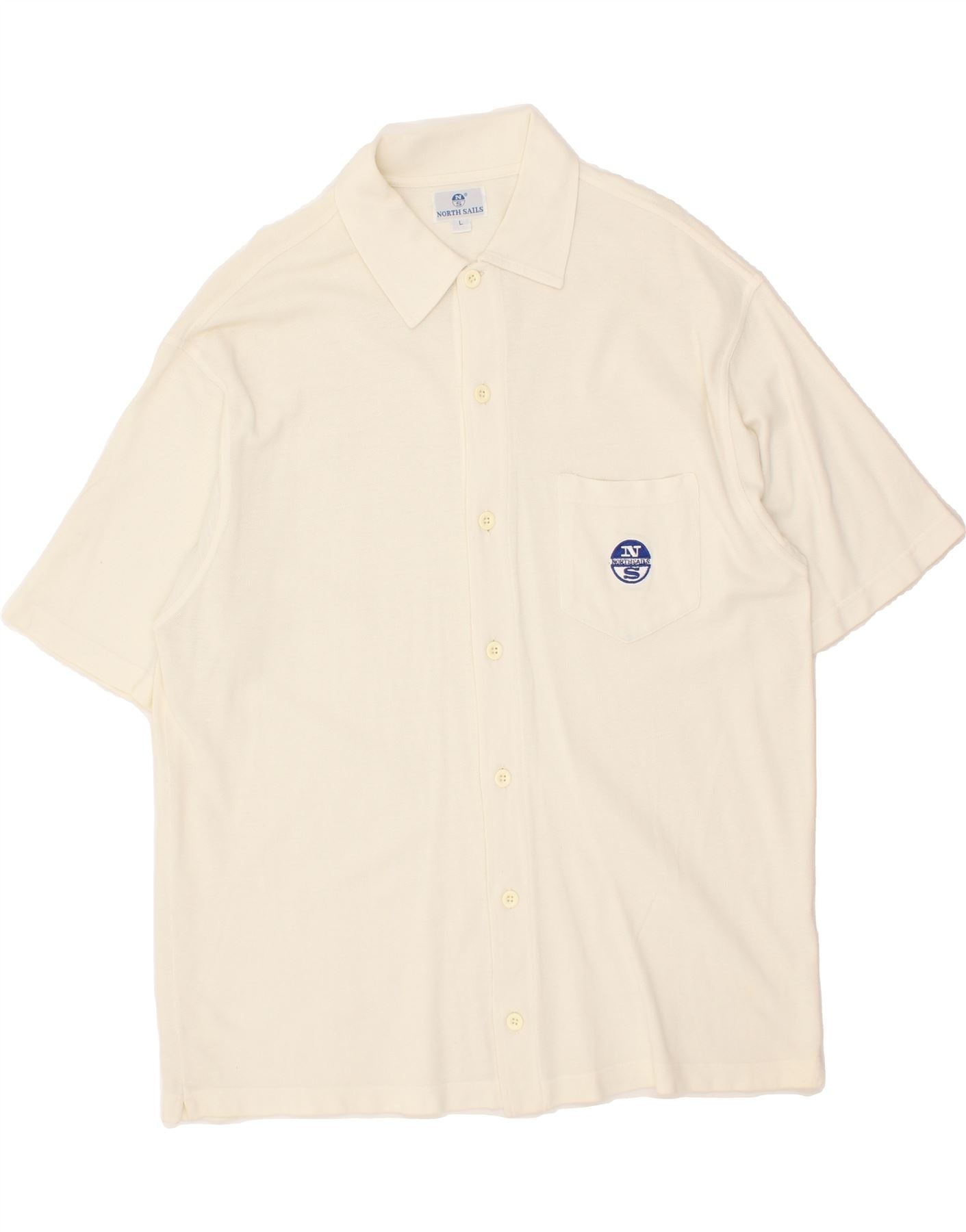 Image of NORTH SAILS Mens Short Sleeve Shirt Large Off White Cotton