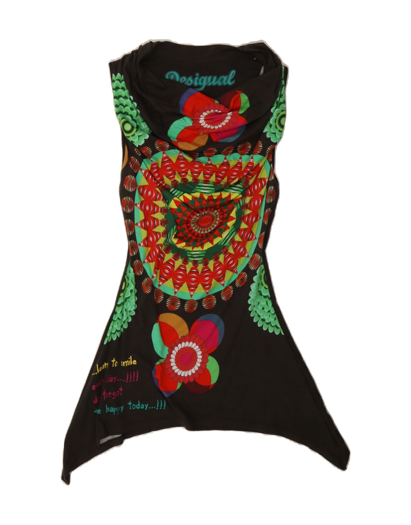 image of DESIGUAL Womens Graphic Sleeveless Tunic Dress UK 12 Medium Green Floral