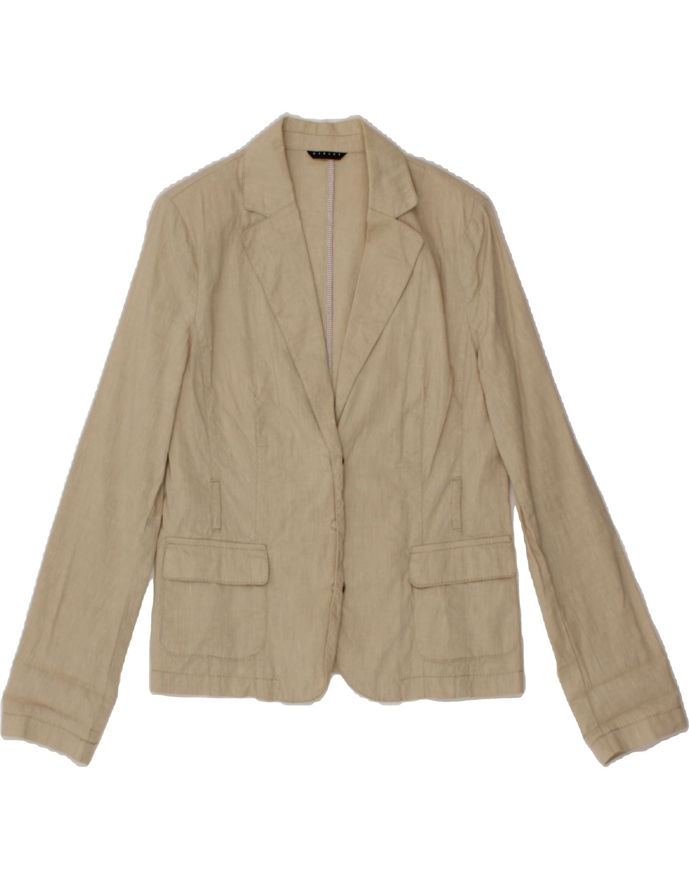 image of SISLEY Womens 3 Button Blazer Jacket UK 12 Medium Beige