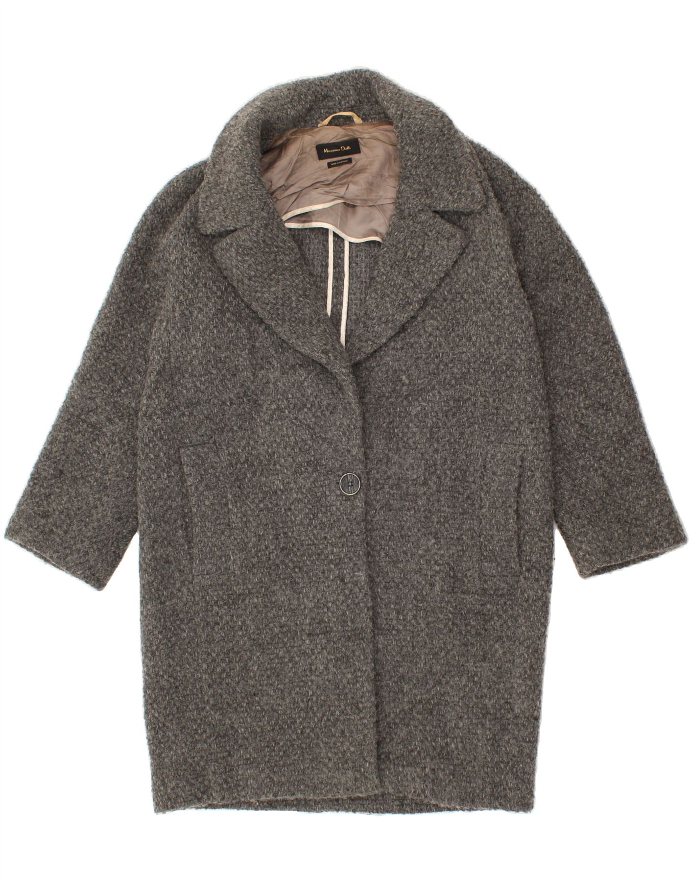 image of MASSIMO DUTTI Womens Overcoat UK 14 Medium Grey Wool