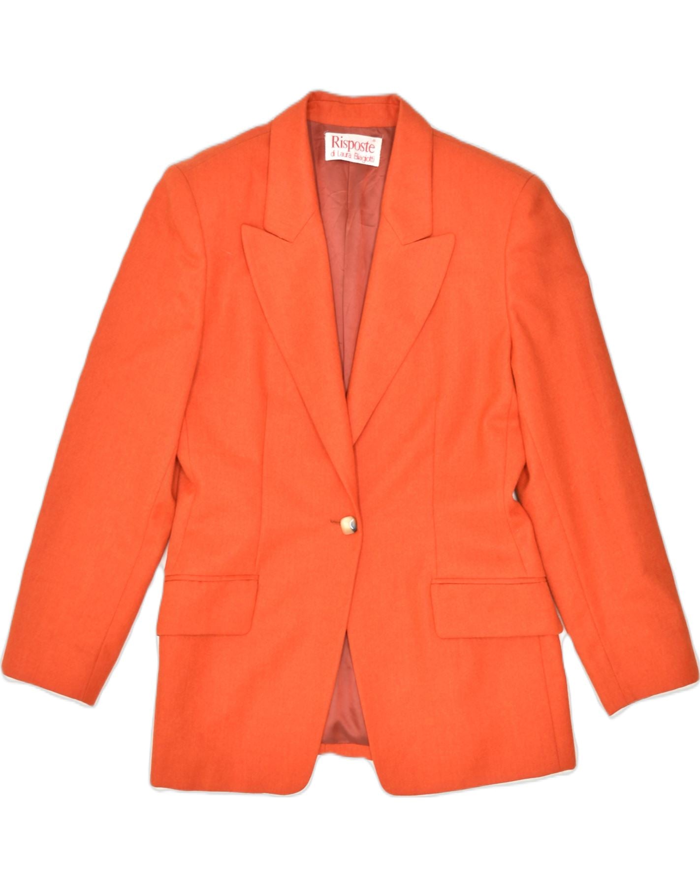 Image of LAURA BIAGIOTTI Womens Risposte 1 Button Blazer Jacket IT 46 Large Orange