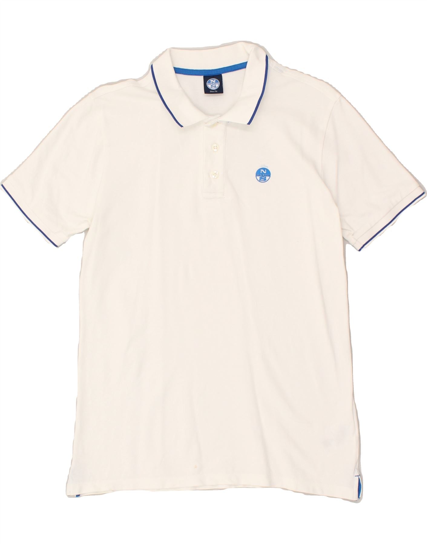 image of NORTH SAILS Mens Slim Fit Polo Shirt XS White Cotton