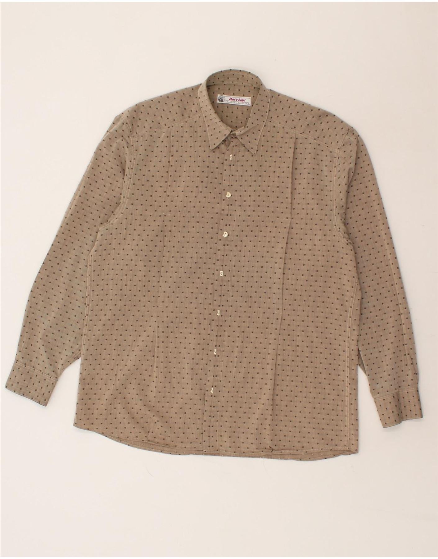 image of VINTAGE Mens Shirt Medium Brown Spotted