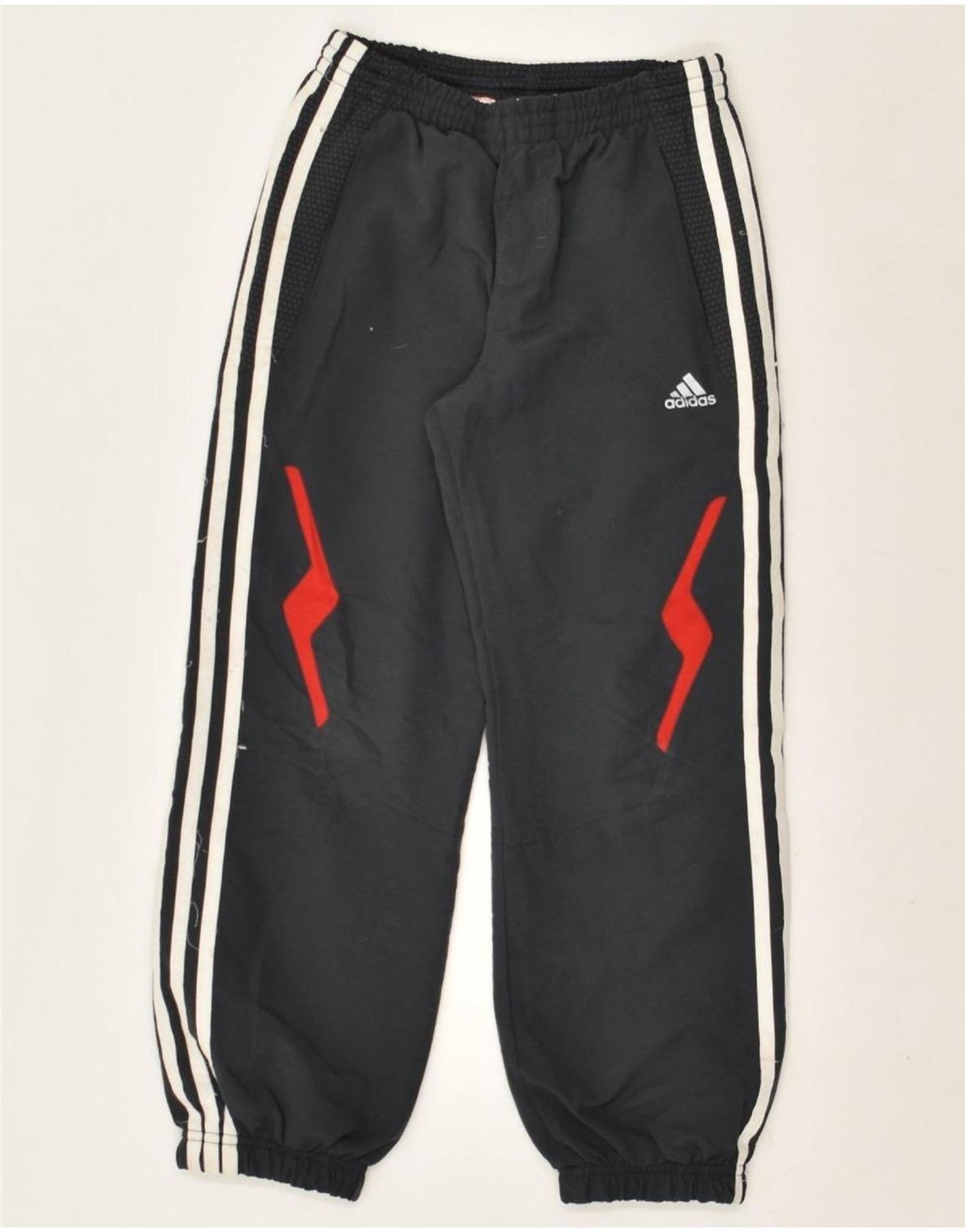 ADIDAS Boys Climalite Tracksuit Trousers Joggers 7-8 Years Black Polyester