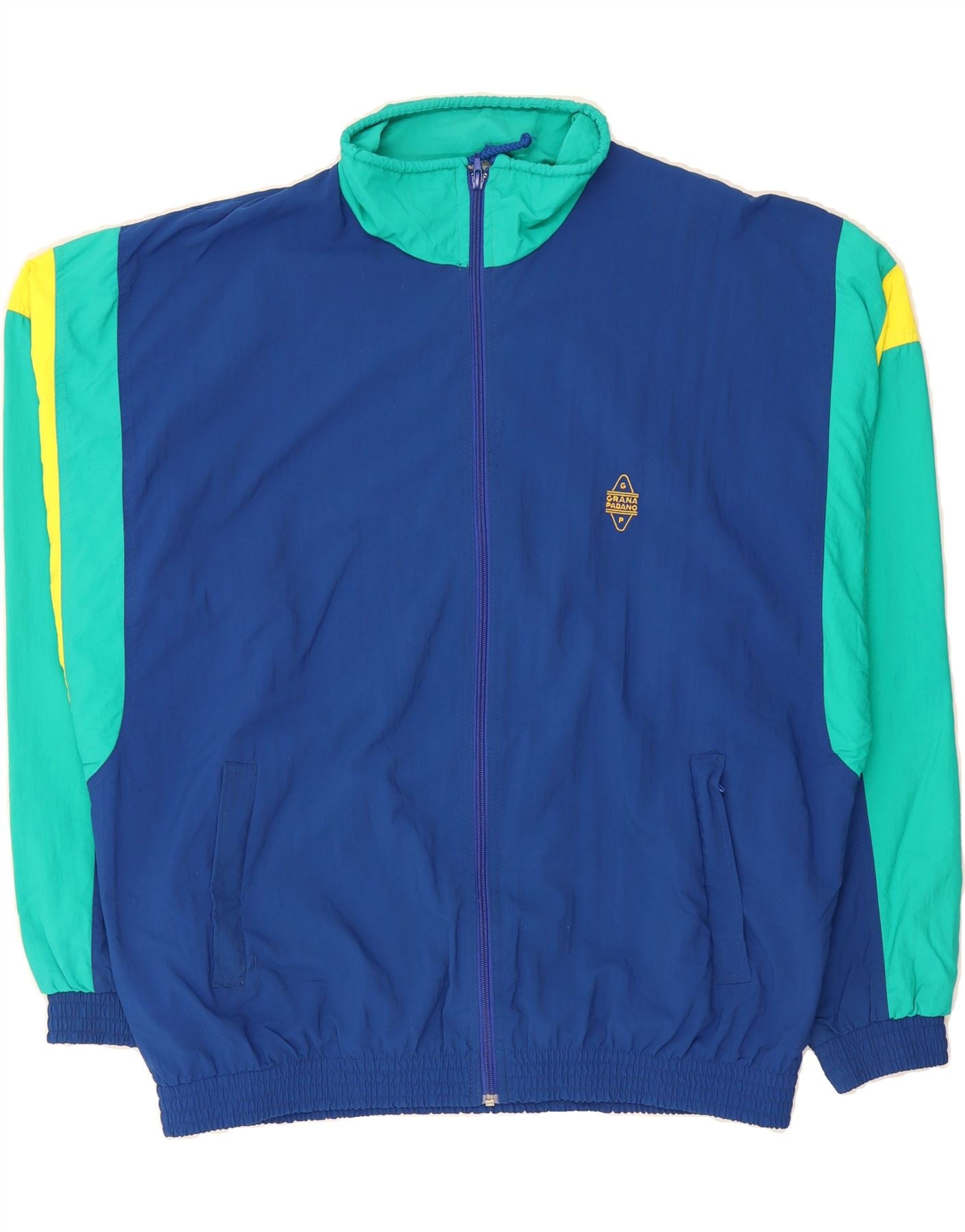 image of VINTAGE Mens Tracksuit Top Jacket 2XL Blue Colourblock
