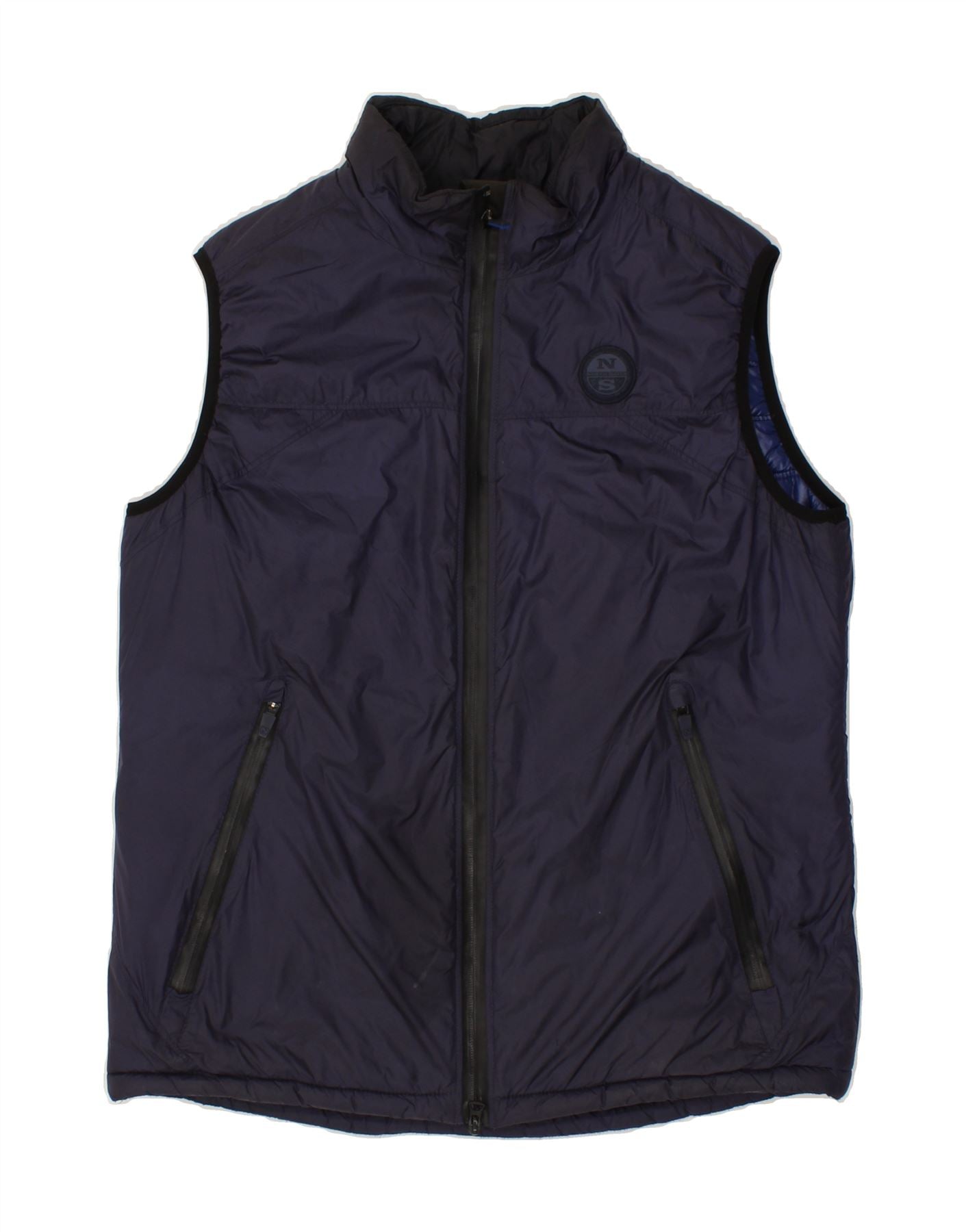 Image of NORTH SAILS Mens Padded Gilet UK 38 Medium Navy Blue Polyamide