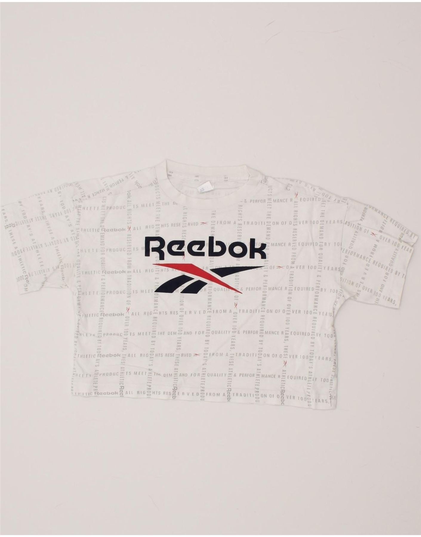 Image of REEBOK Womens Oversized Crop Graphic T-Shirt Top UK 6 XS White Cotton