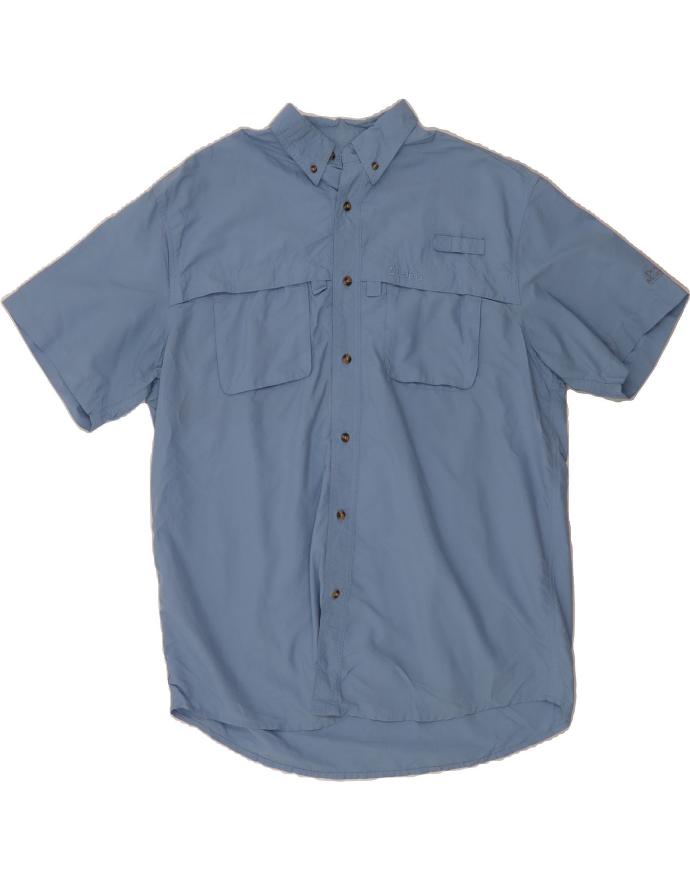 image of L.L.BEAN Mens Short Sleeve Shirt Large Blue Nylon