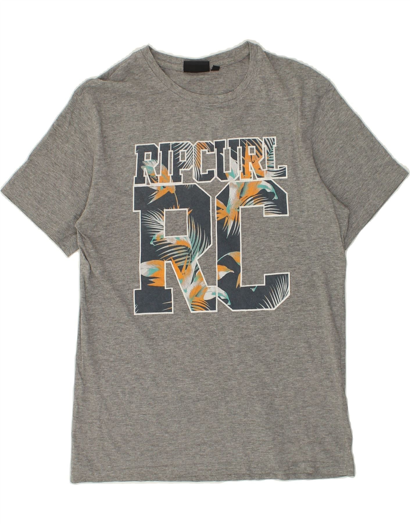 image of RIP CURL Mens Graphic T-Shirt Top Small Grey Cotton