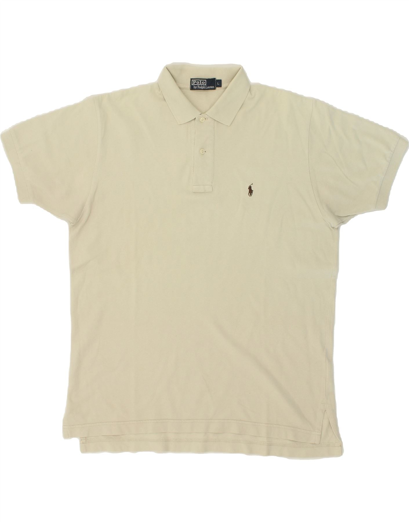 Image of POLO RALPH LAUREN Mens Polo Shirt Large Beige Cotton