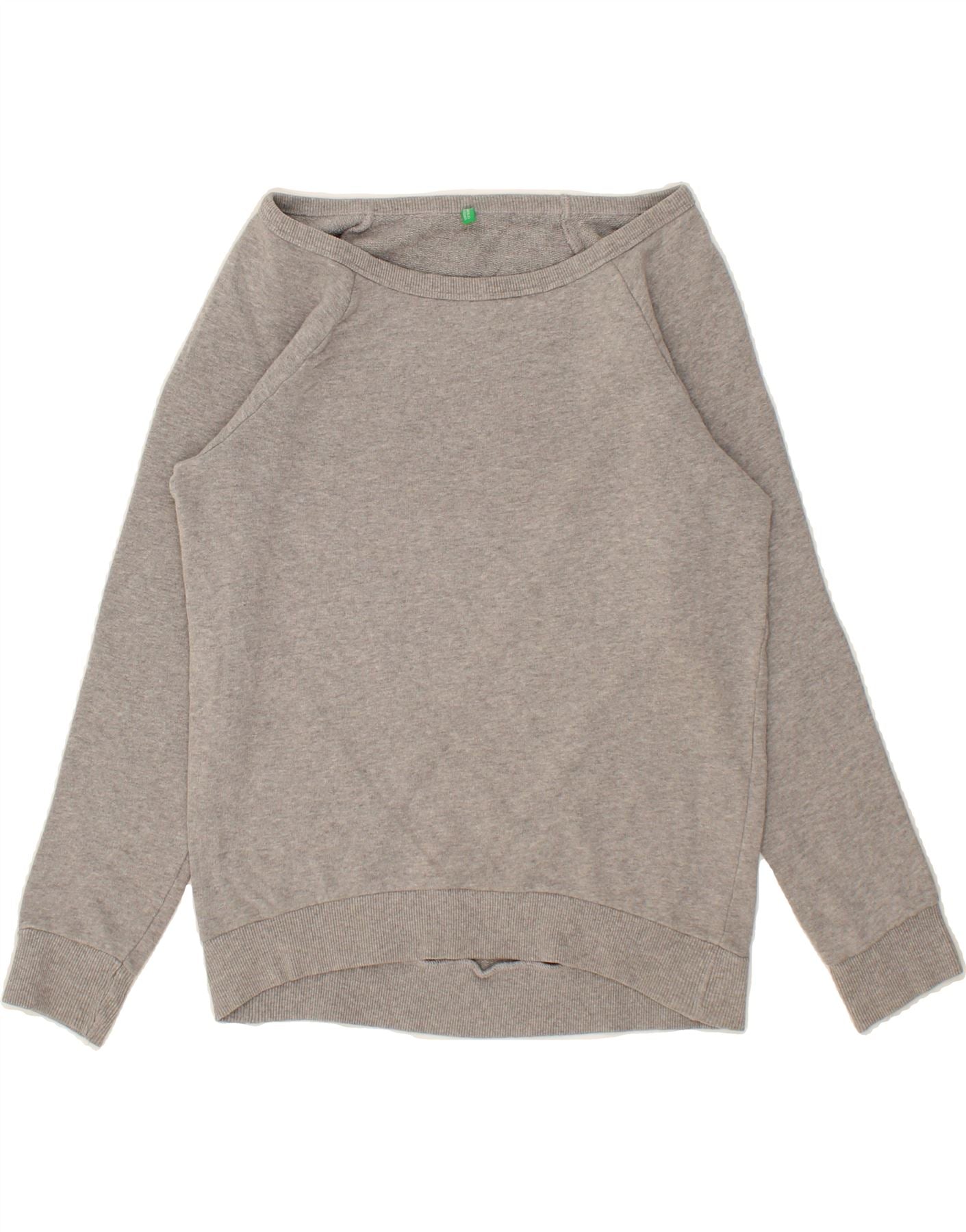 image of BENETTON Womens Sweatshirt Jumper UK 6 XS Grey Cotton