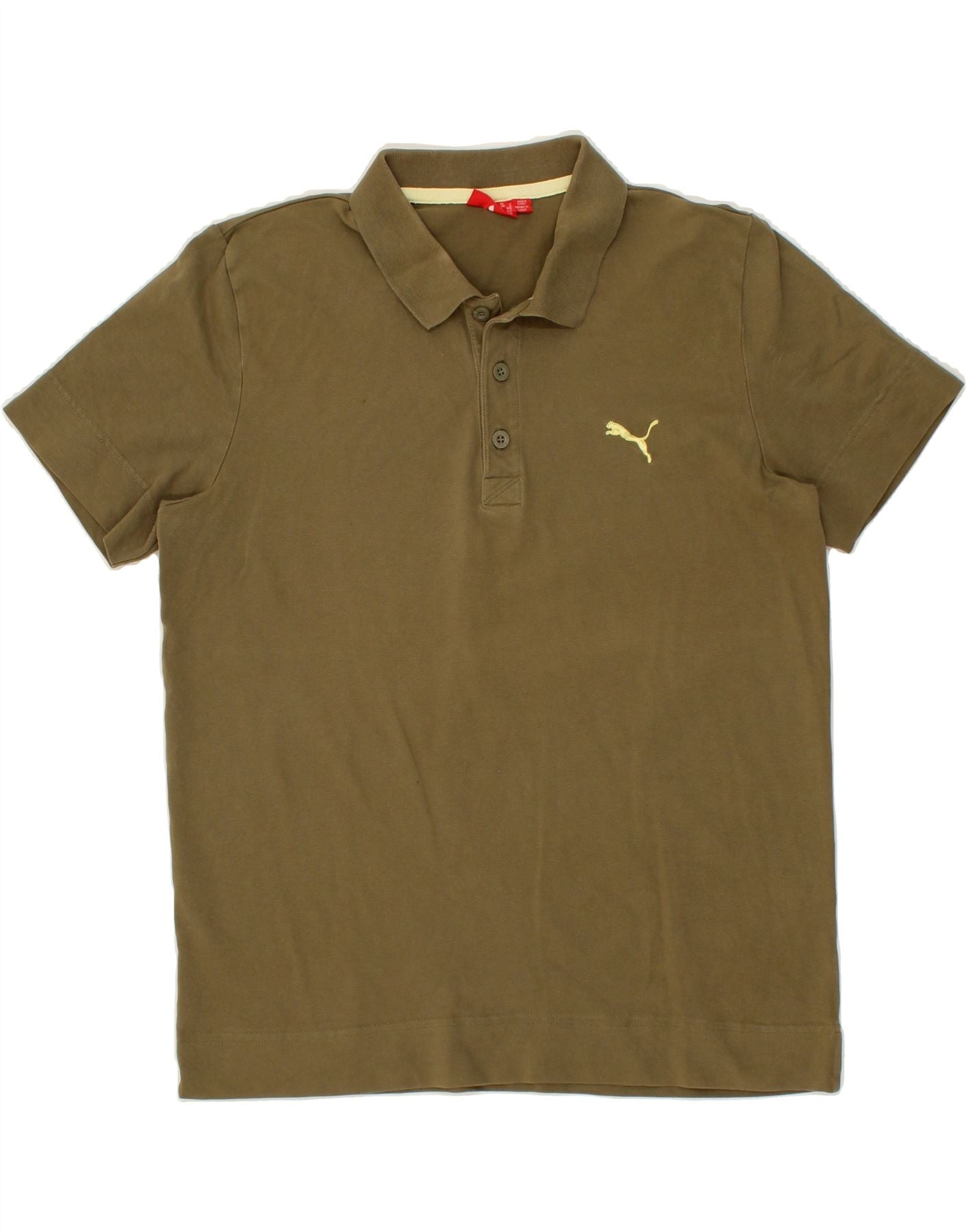 image of PUMA Mens Polo Shirt Medium Khaki Cotton