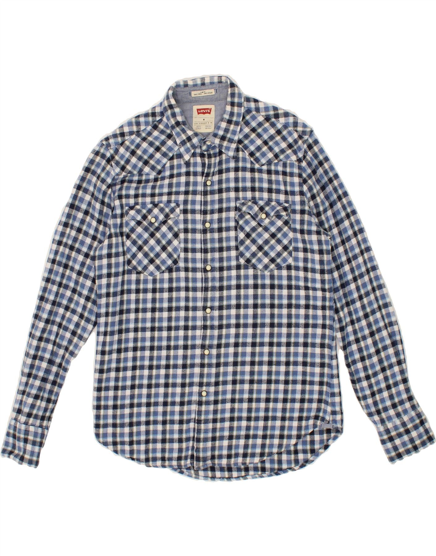 image of LEVI'S Mens Slim Fit Flannel Shirt Medium Blue Check