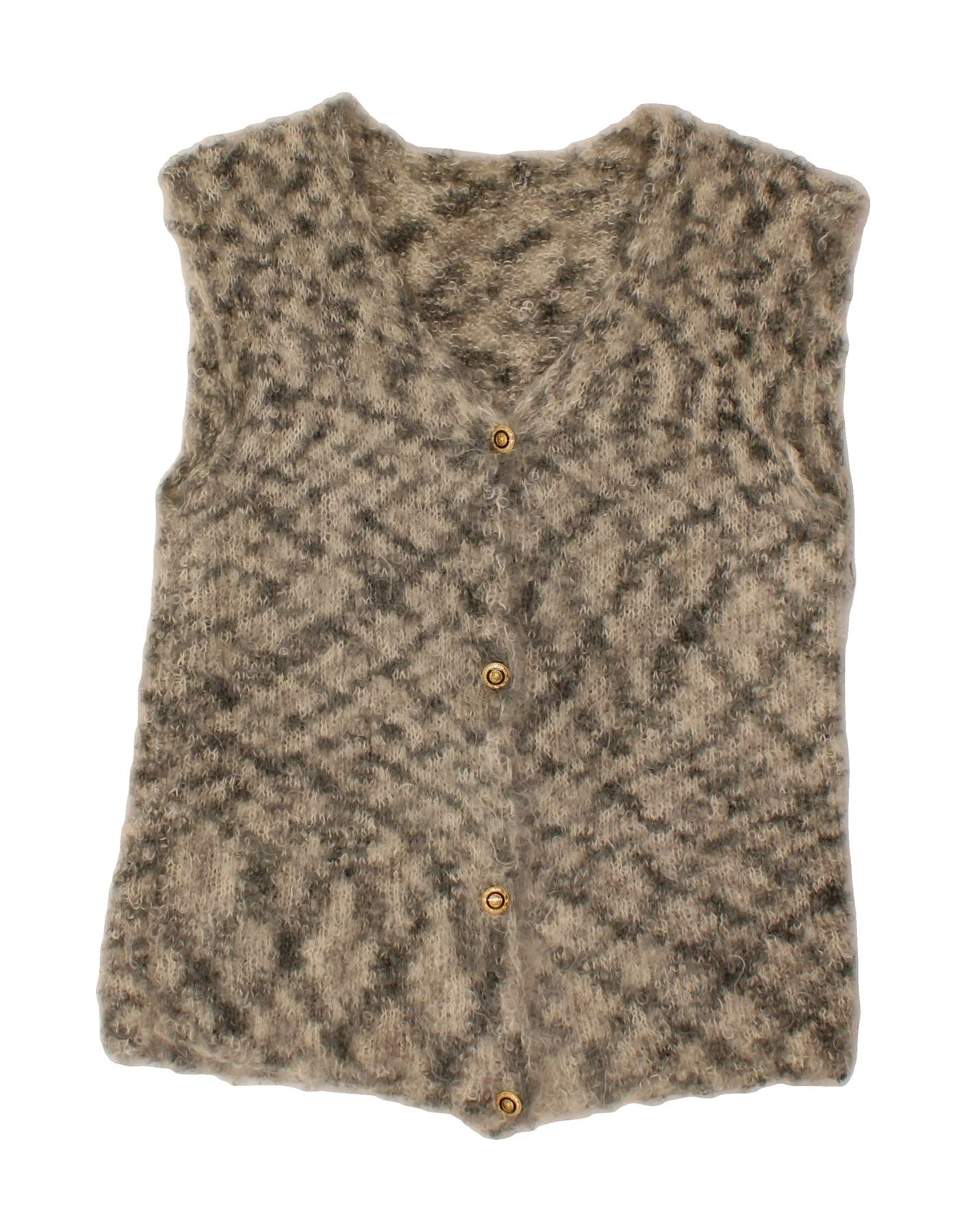 image of VINTAGE Womens Sleeveless Cardigan Sweater UK 16 Large Grey