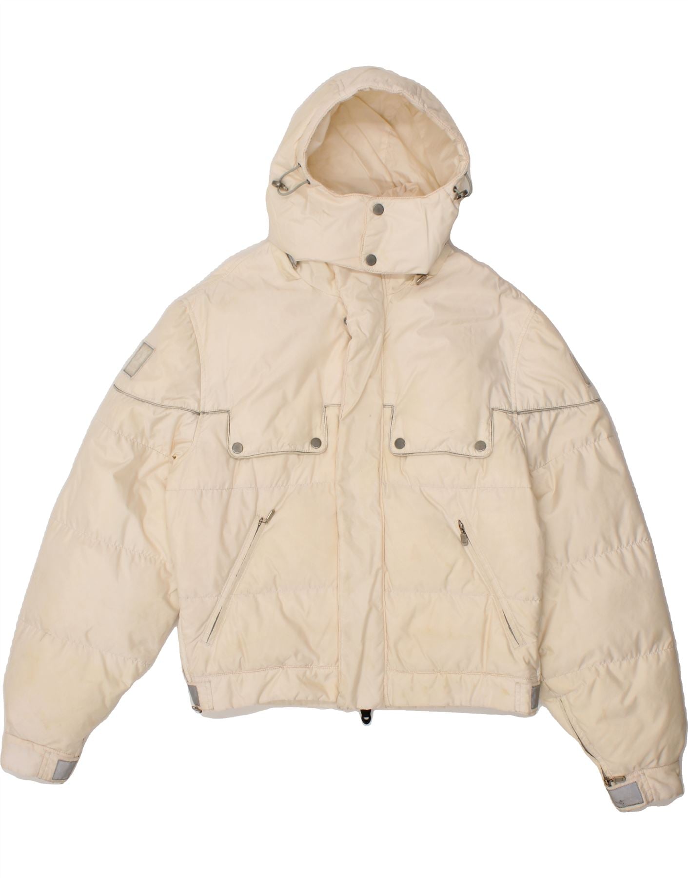 Image of BELSTAFF Mens Hooded Padded Jacket UK 36 Small Off White Polyamide