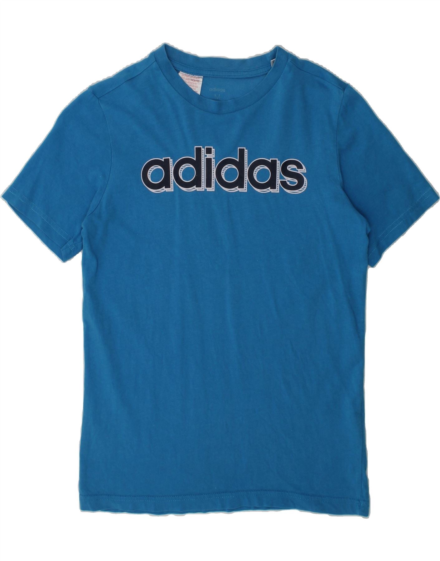 ADIDAS Boys Graphic T-Shirt Top 10-11 Years Medium Blue Cotton