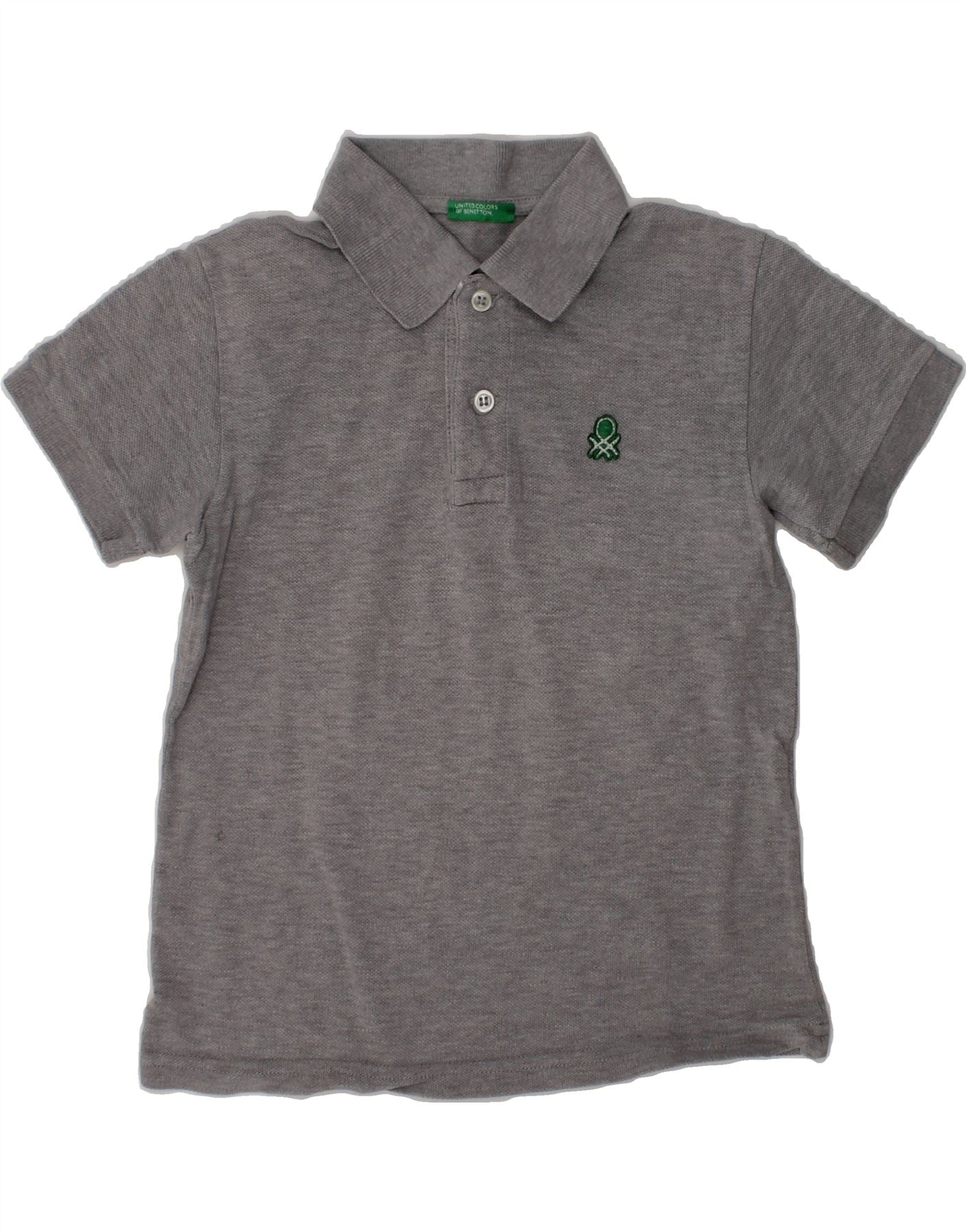 Image of BENETTON Boys Polo Shirt 2-3 Years 2XS Grey Cotton