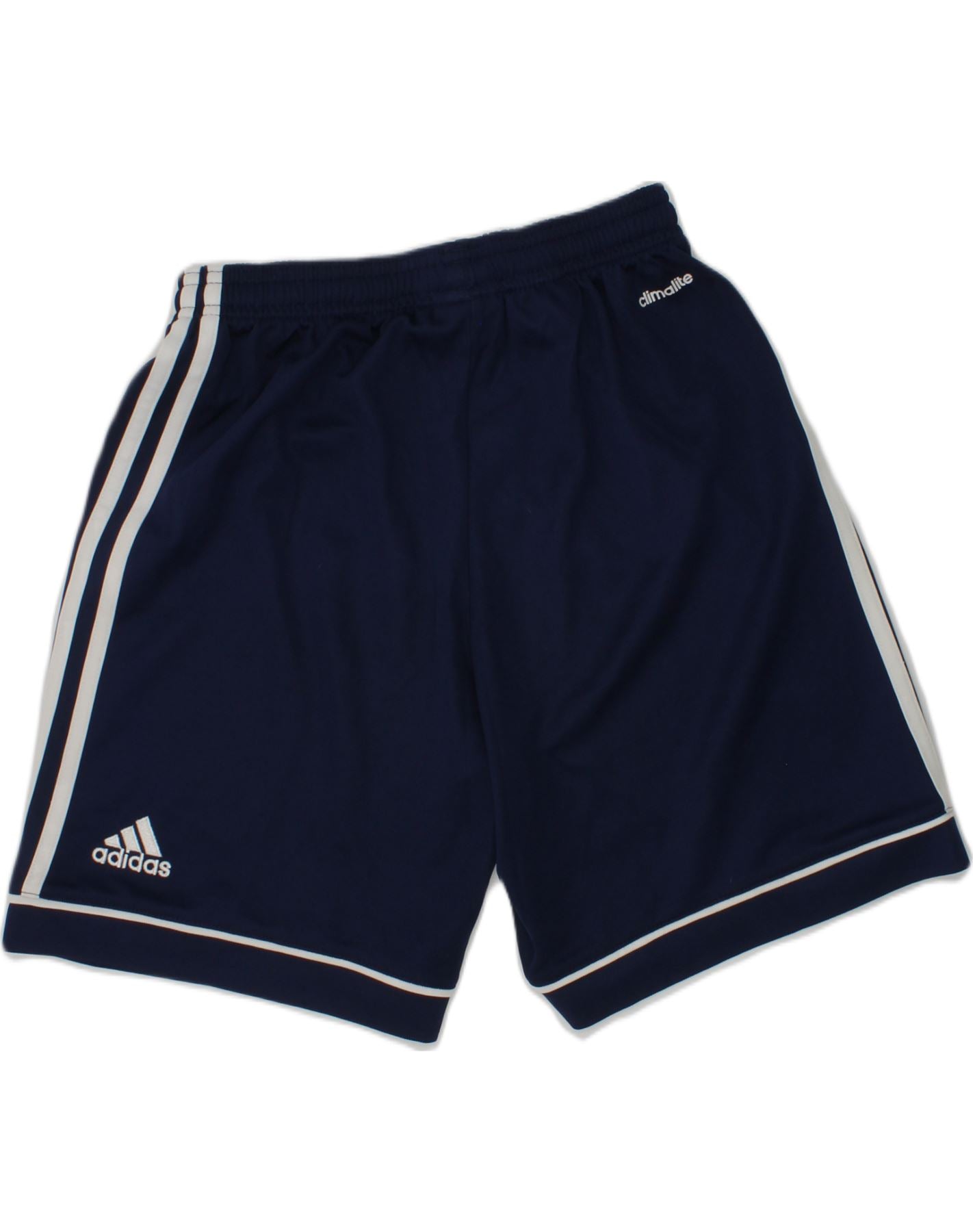 ADIDAS Boys Climalite Sport Shorts 11-12 Years Navy Blue Polyester