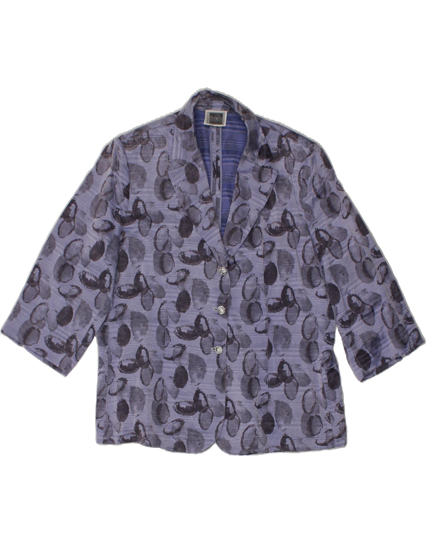 image of PERTE BY KRIZIA Womens 3/4 Sleeve 3 Button Blazer Jacket UK 18 XL Blue