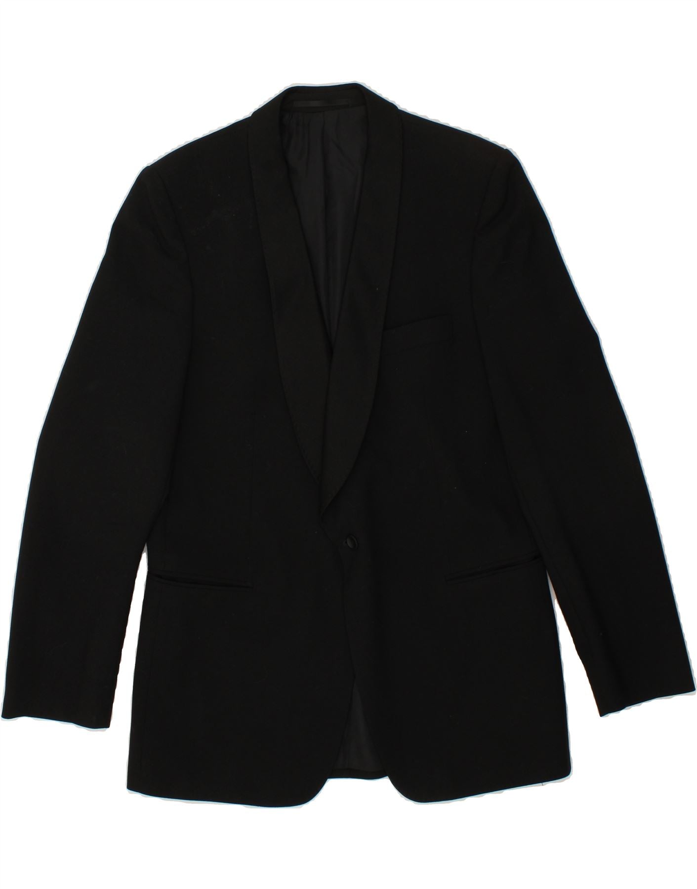 image of VINTAGE Mens 1 Button Blazer Jacket UK 38 Medium Black New Wool