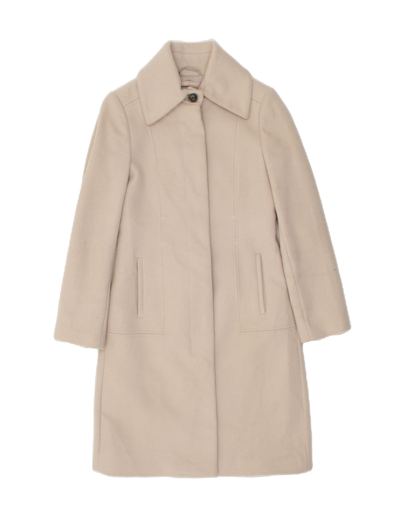 image of STEFANEL Womens Overcoat UK 12 Medium Beige Wool