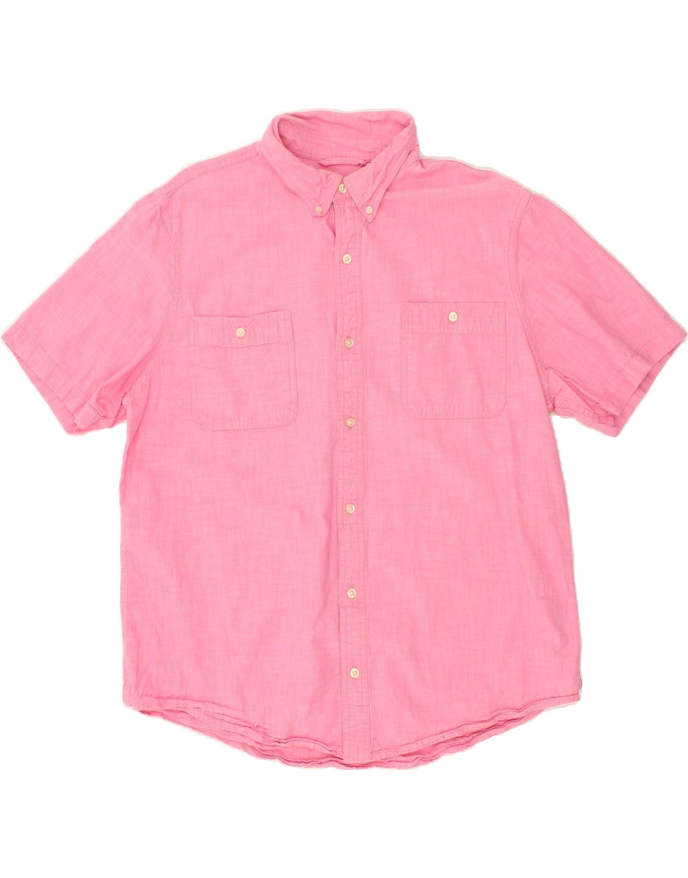 Image of CHAPS Mens Short Sleeve Shirt XL Pink Cotton