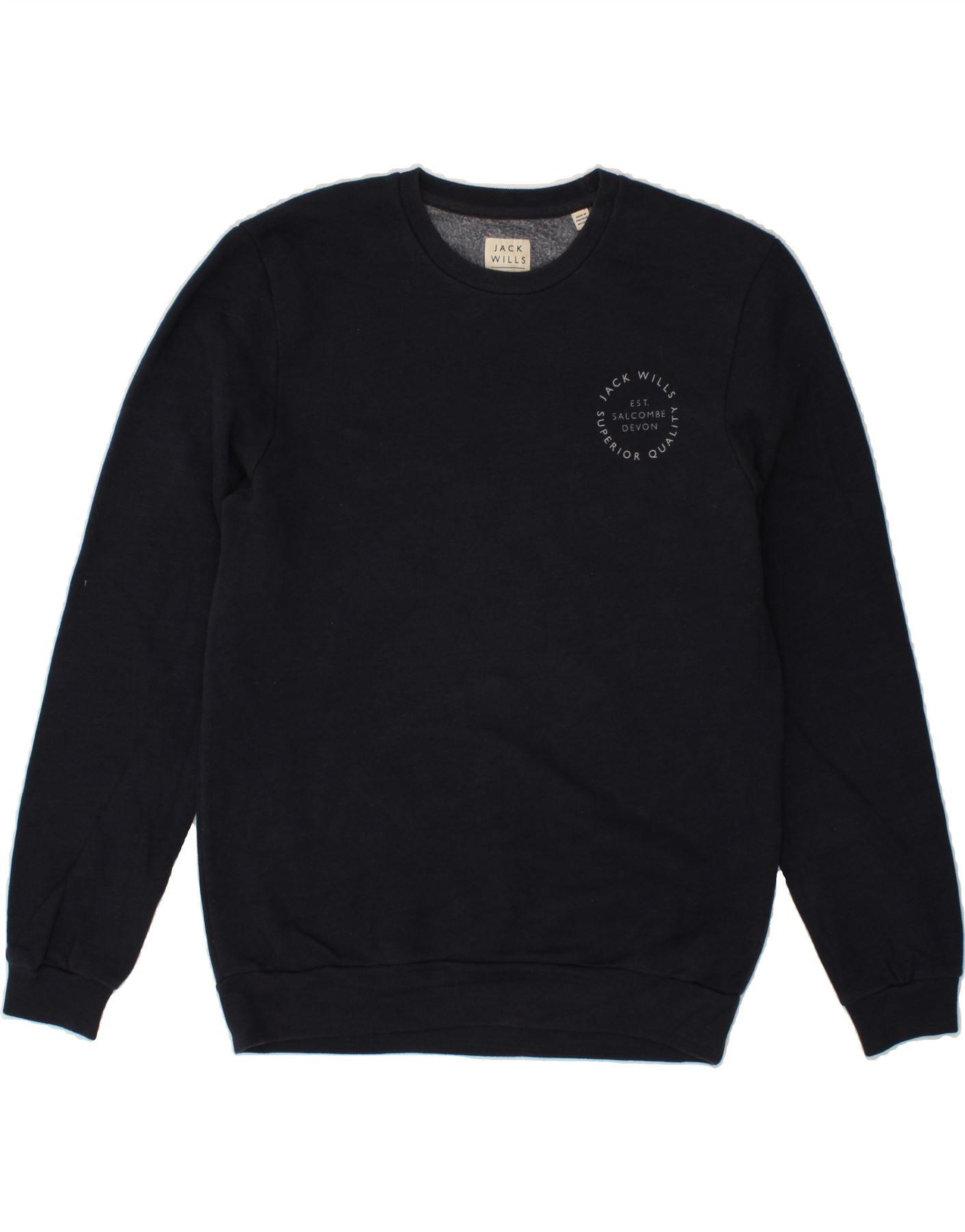 image of JACK WILLS Mens Sweatshirt Jumper Small Navy Blue Cotton