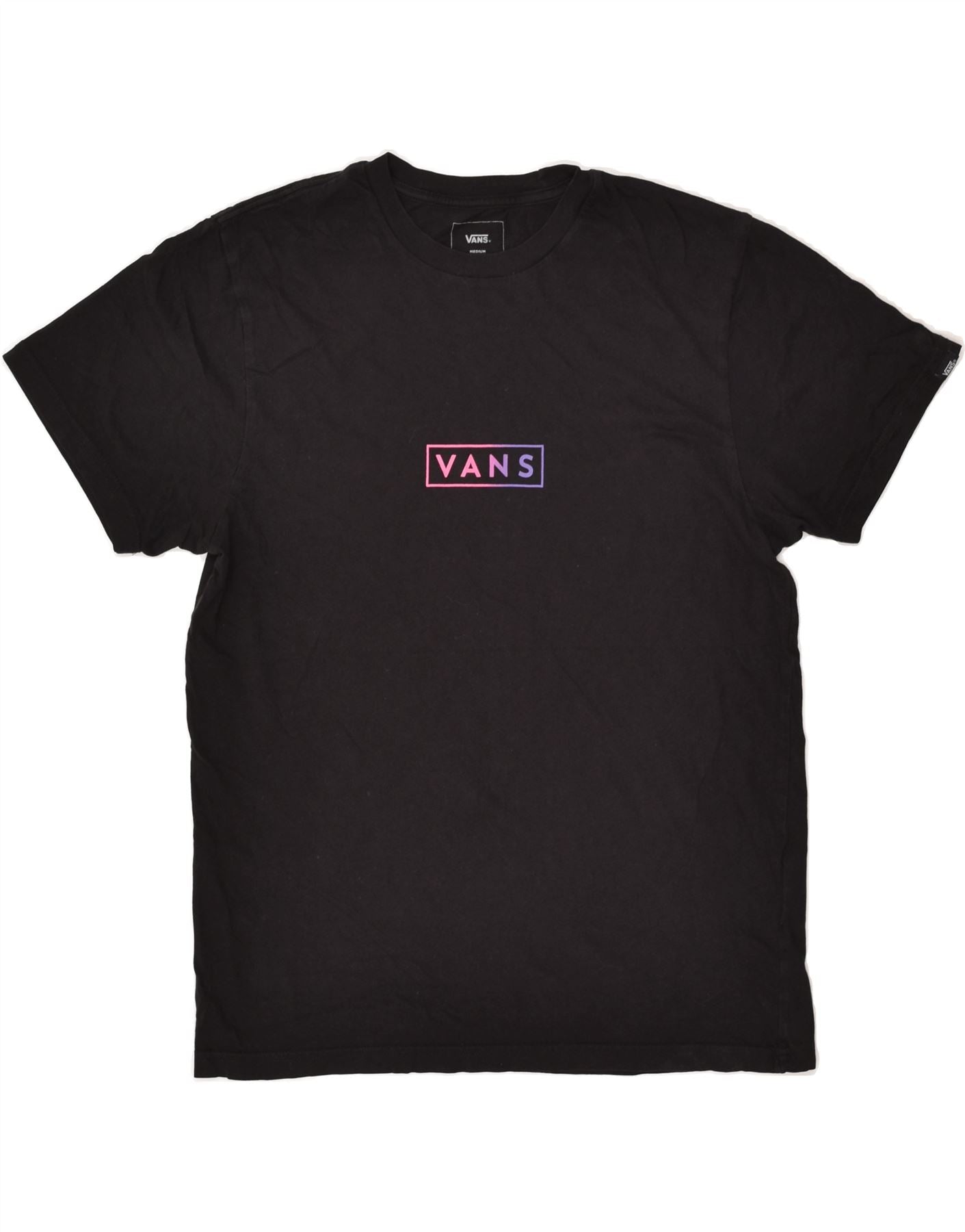 image of VANS Mens Slim Fit Graphic T-Shirt Top Medium Black Cotton