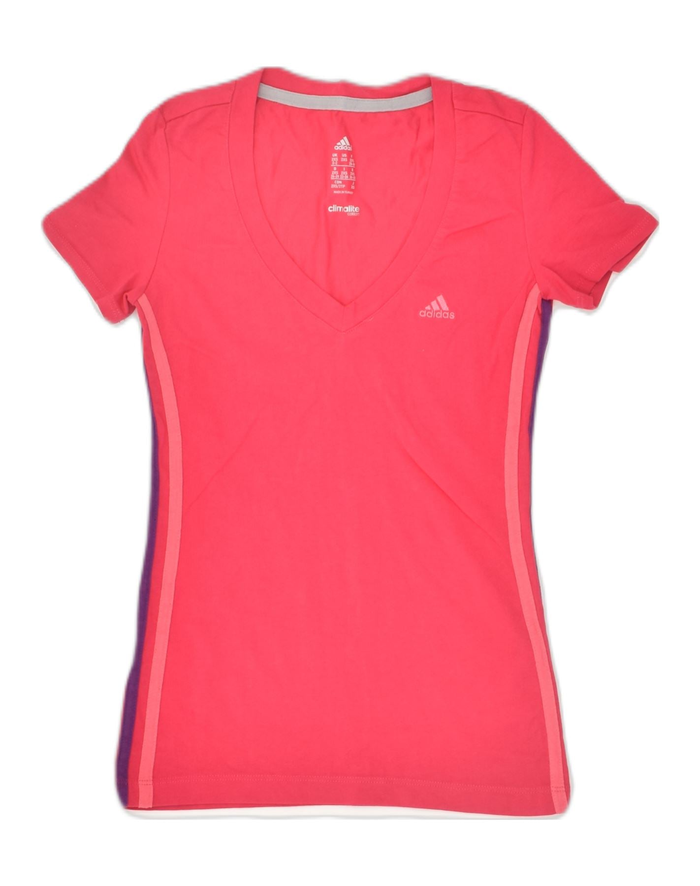 Image of ADIDAS Womens Climalite T-Shirt Top UK 0/2 2XS Pink Cotton