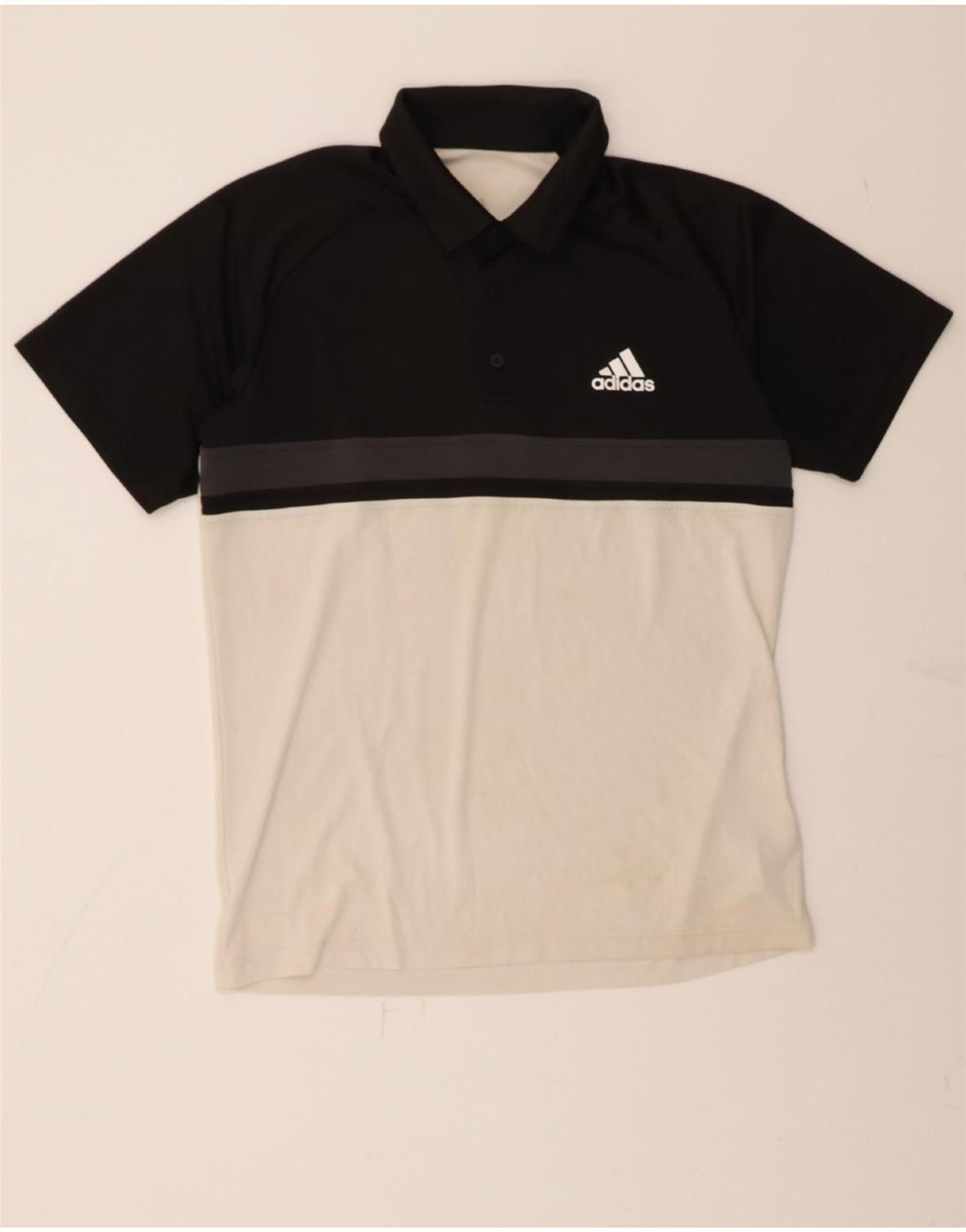 image of ADIDAS Mens Climalite Polo Shirt Medium Off White Colourblock Polyester