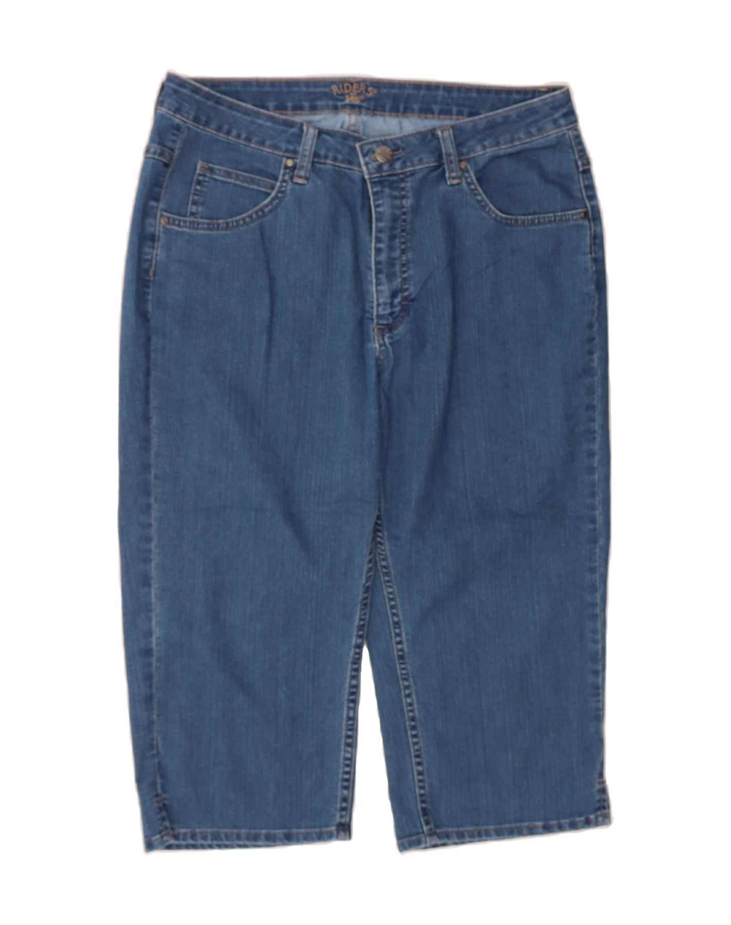 image of LEE Womens Riders Capri Jeans US 14 XL W34 L19 Blue Cotton