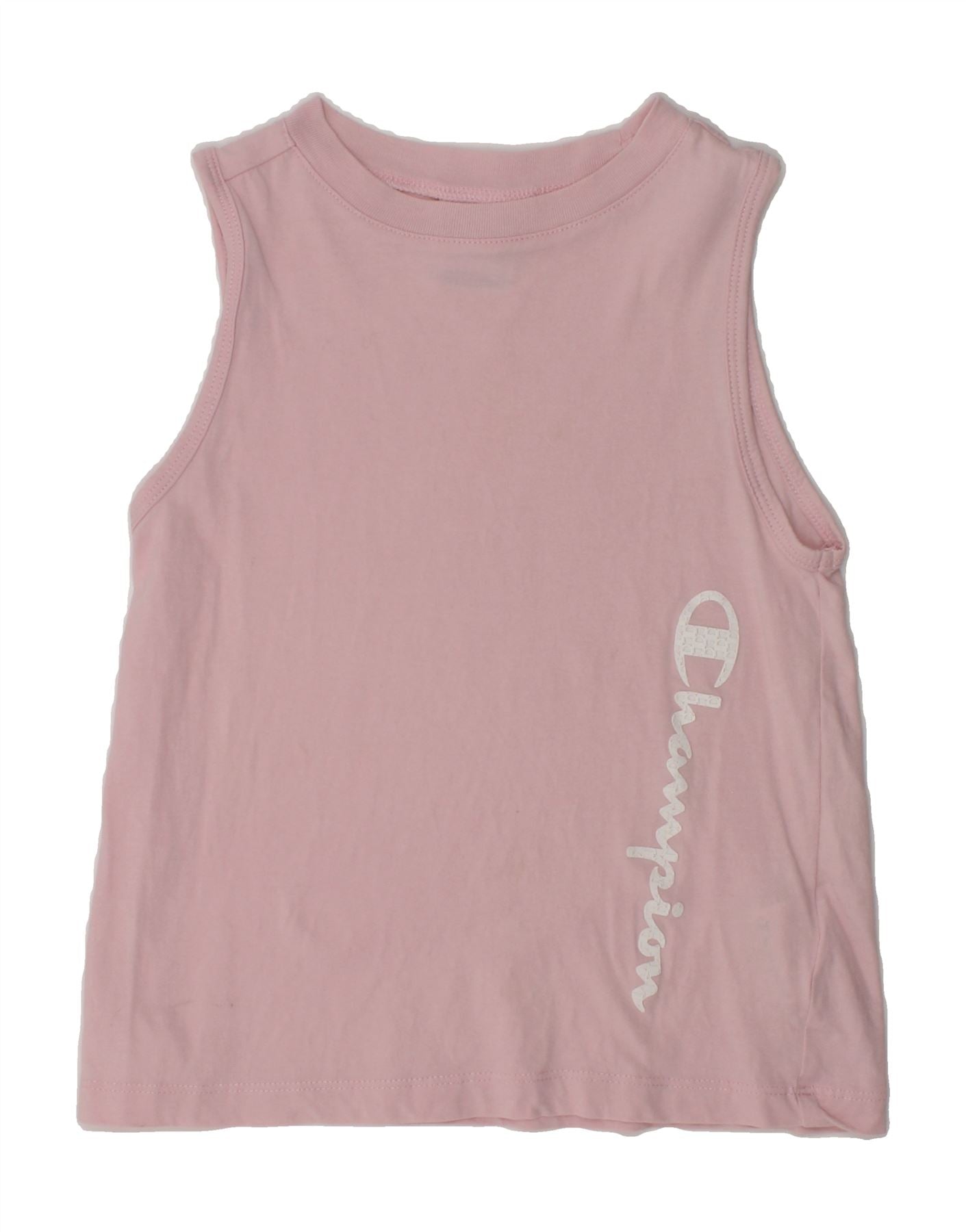 image of CHAMPION Girls Graphic Vest Top 7-8 Years Small Pink Cotton