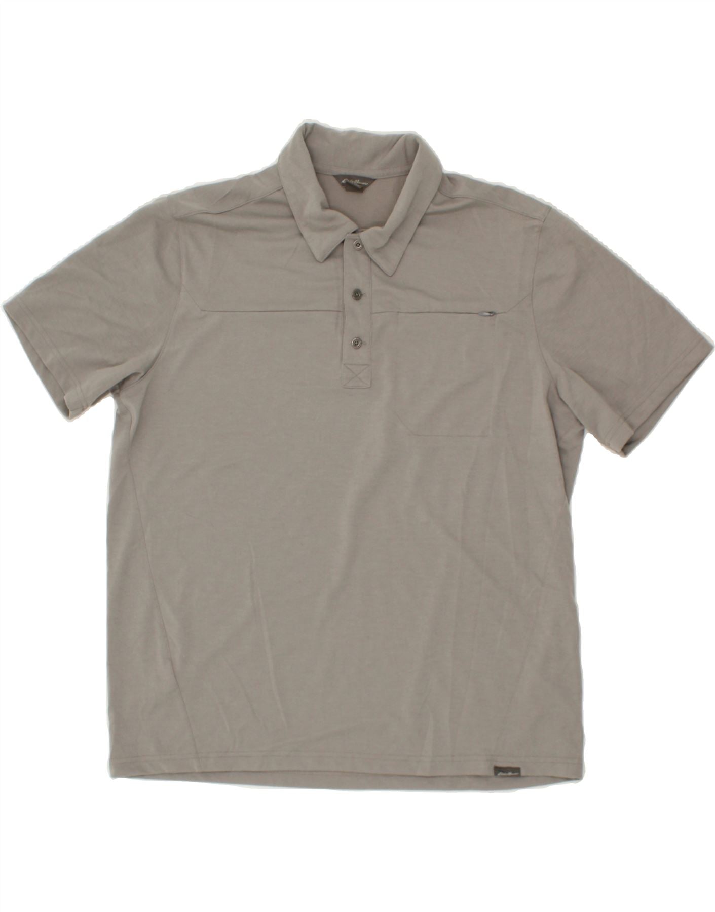 image of EDDIE BAUER Mens Polo Shirt Large Grey Cotton