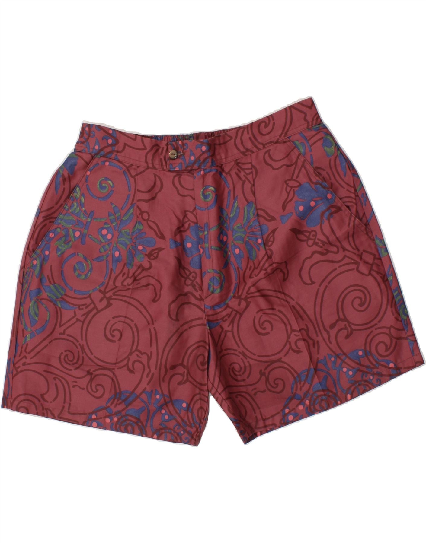 image of VINTAGE Mens Chino Shorts W34 Large Maroon Floral