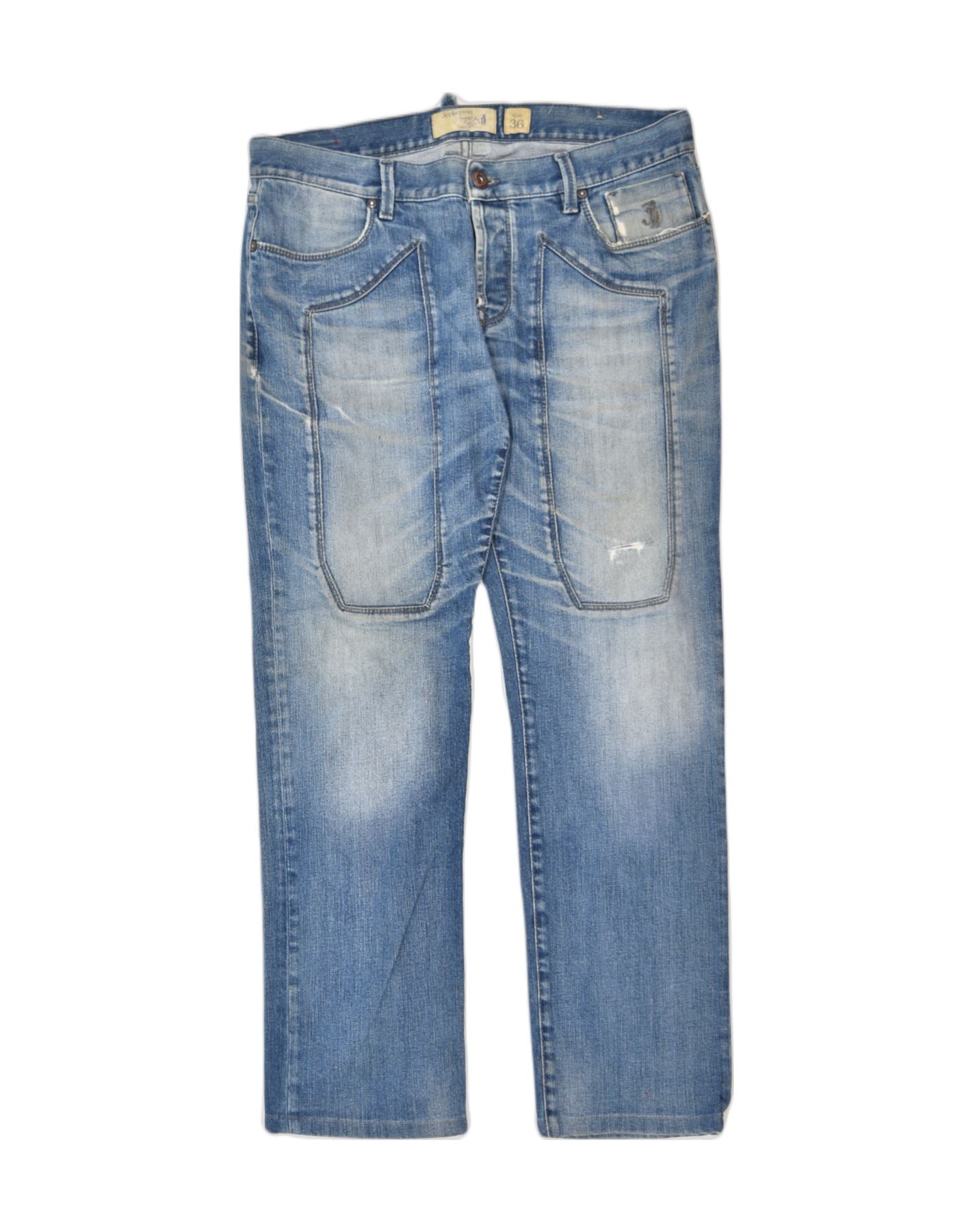 image of JECKERSON Mens Straight Jeans W36 L30 Blue Cotton