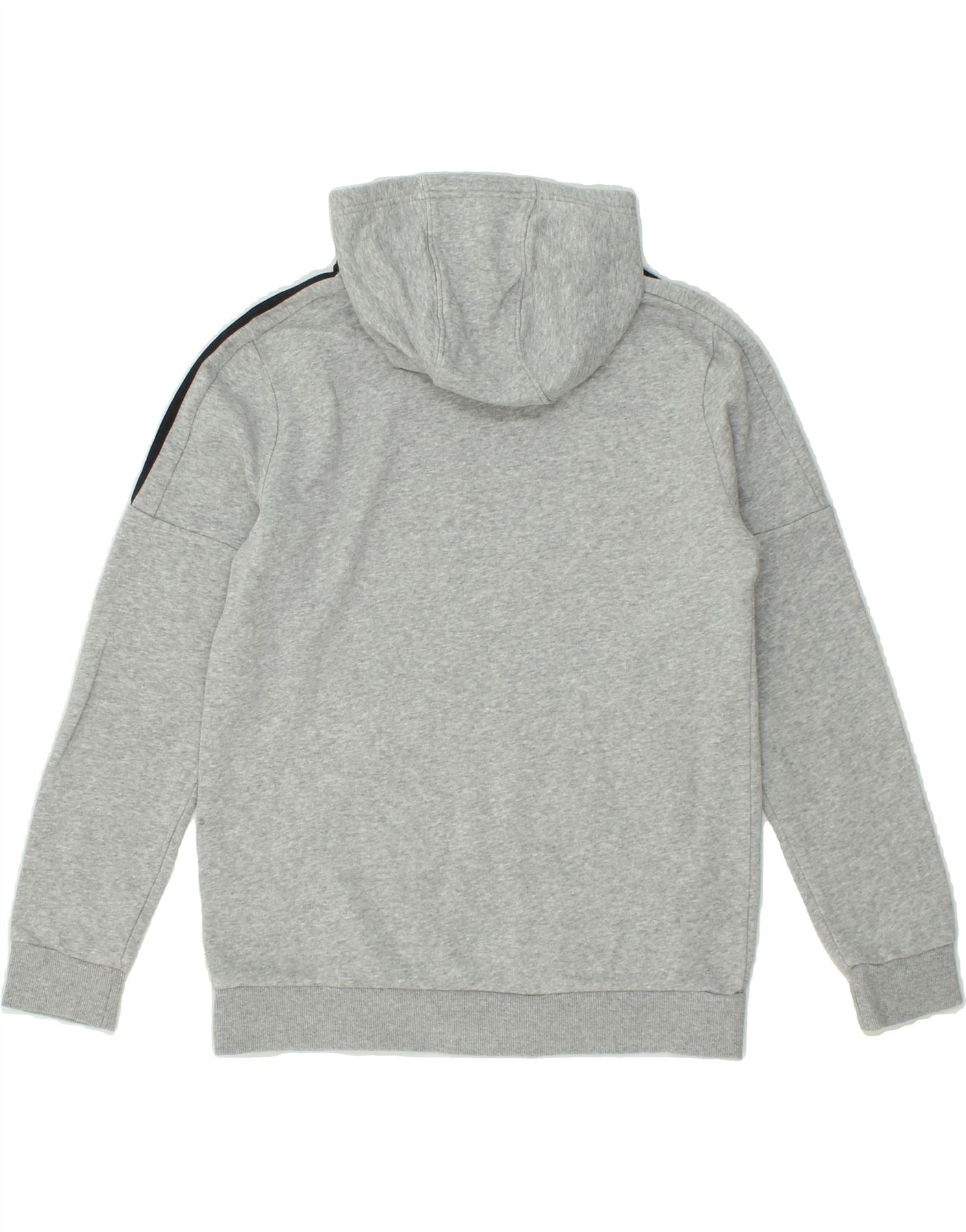 ADIDAS Boys Graphic Hoodie Jumper 11-12 Years Grey Cotton