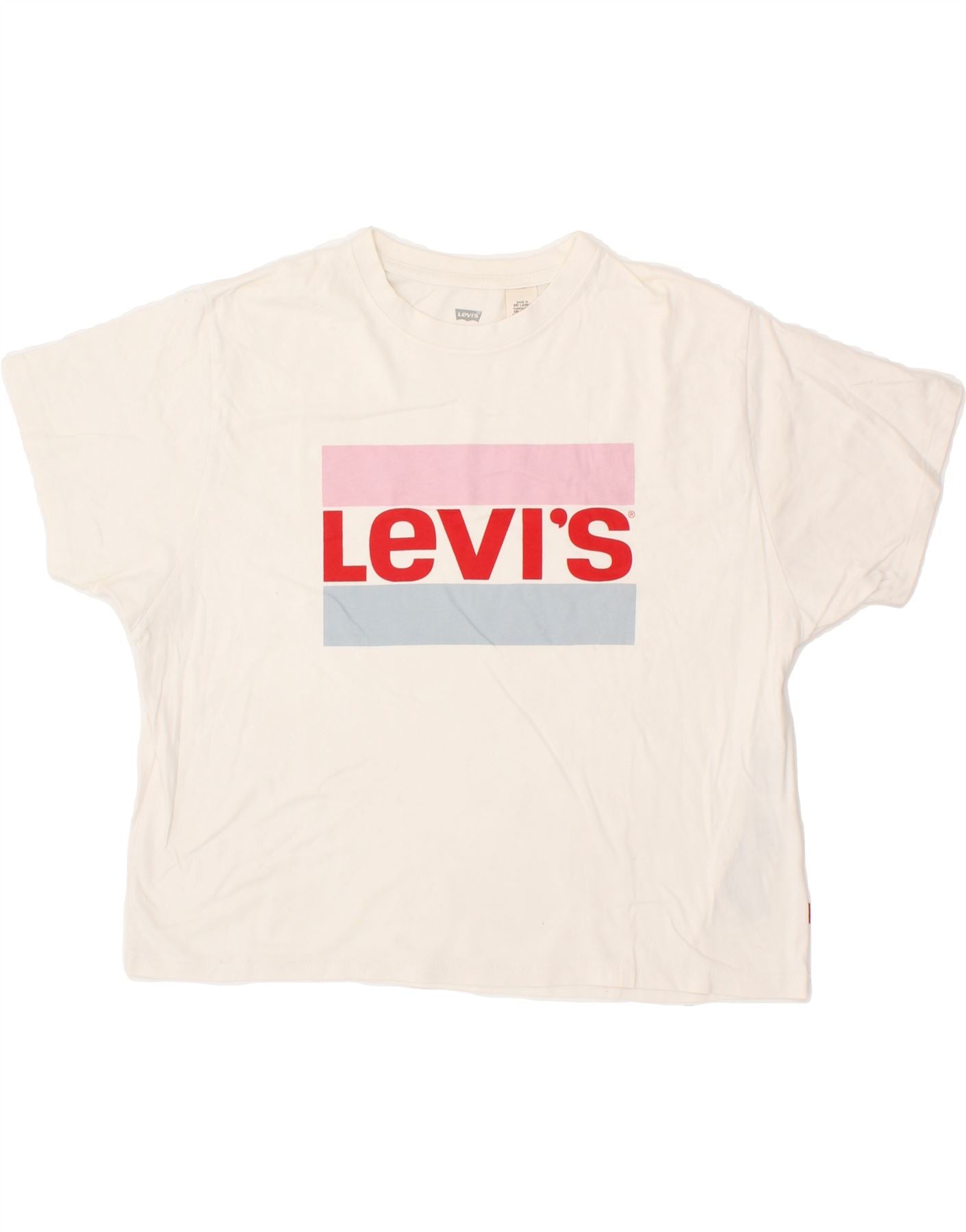 Image of LEVI'S Womens Oversized Crop Graphic T-Shirt Top UK 10 Small White Cotton