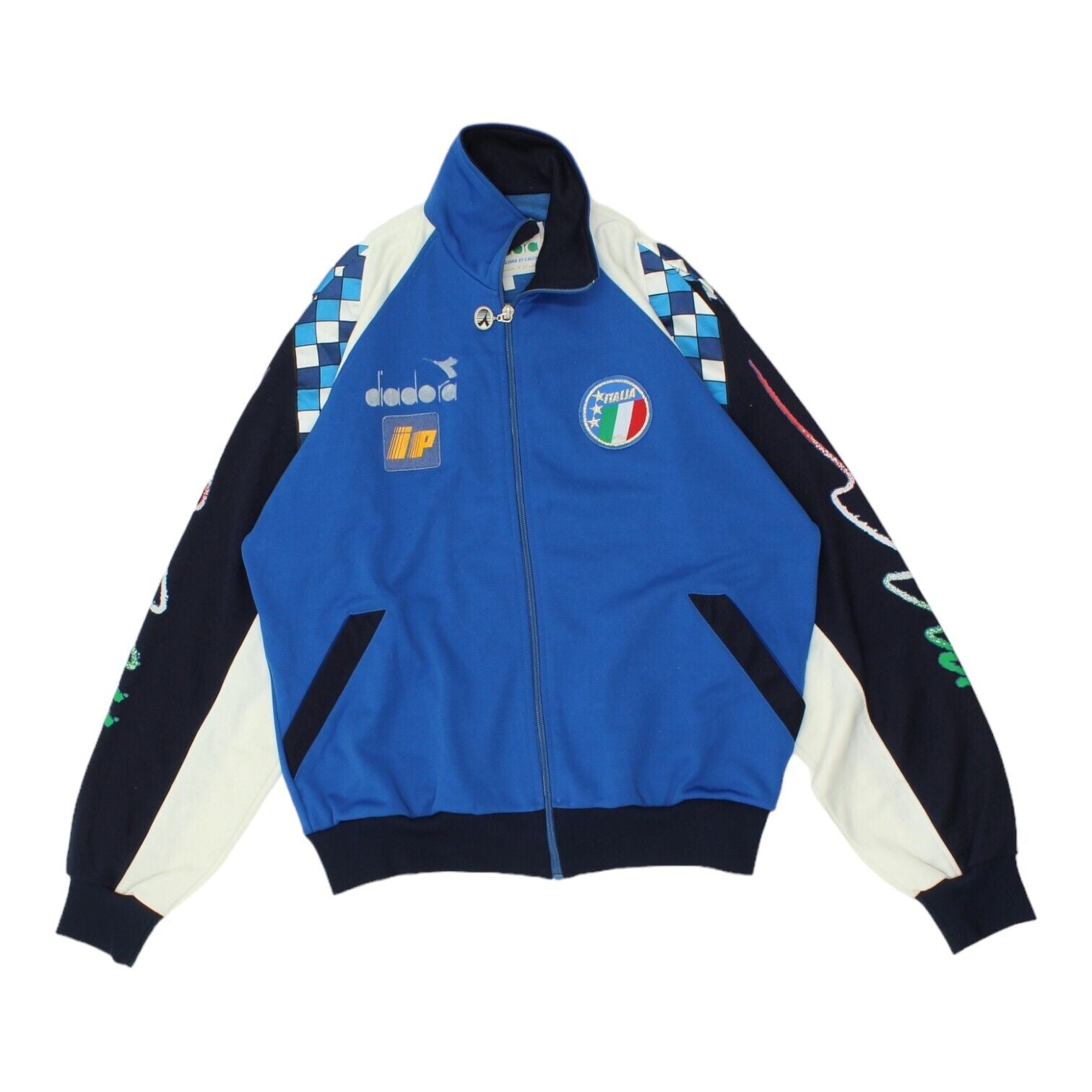 image of Italy 90/92 National Team Diadora Mens Blue Track Jacket | Vintage 90s Football