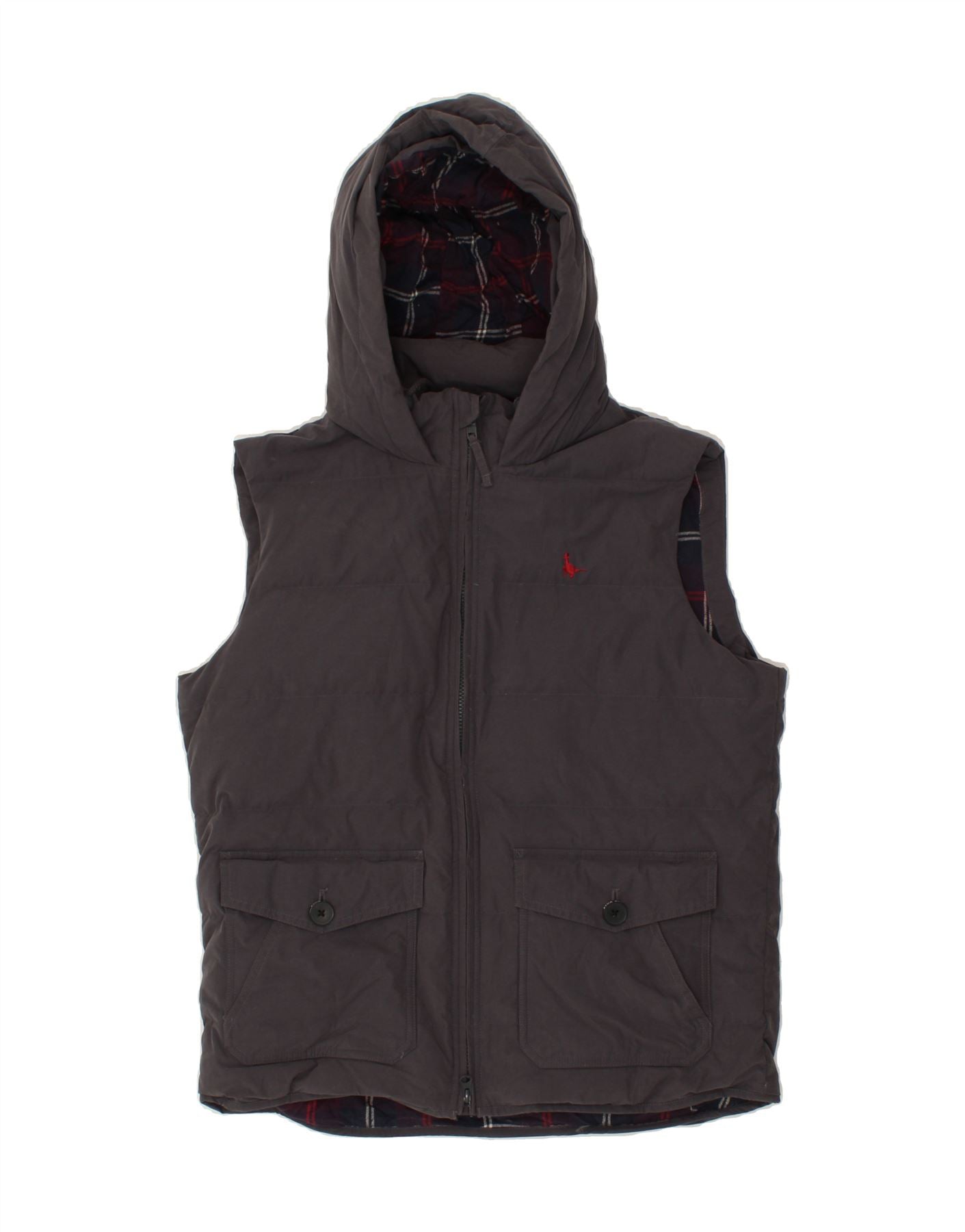 image of JACK WILLS Mens Hooded Padded Gilet UK 40 Large Grey