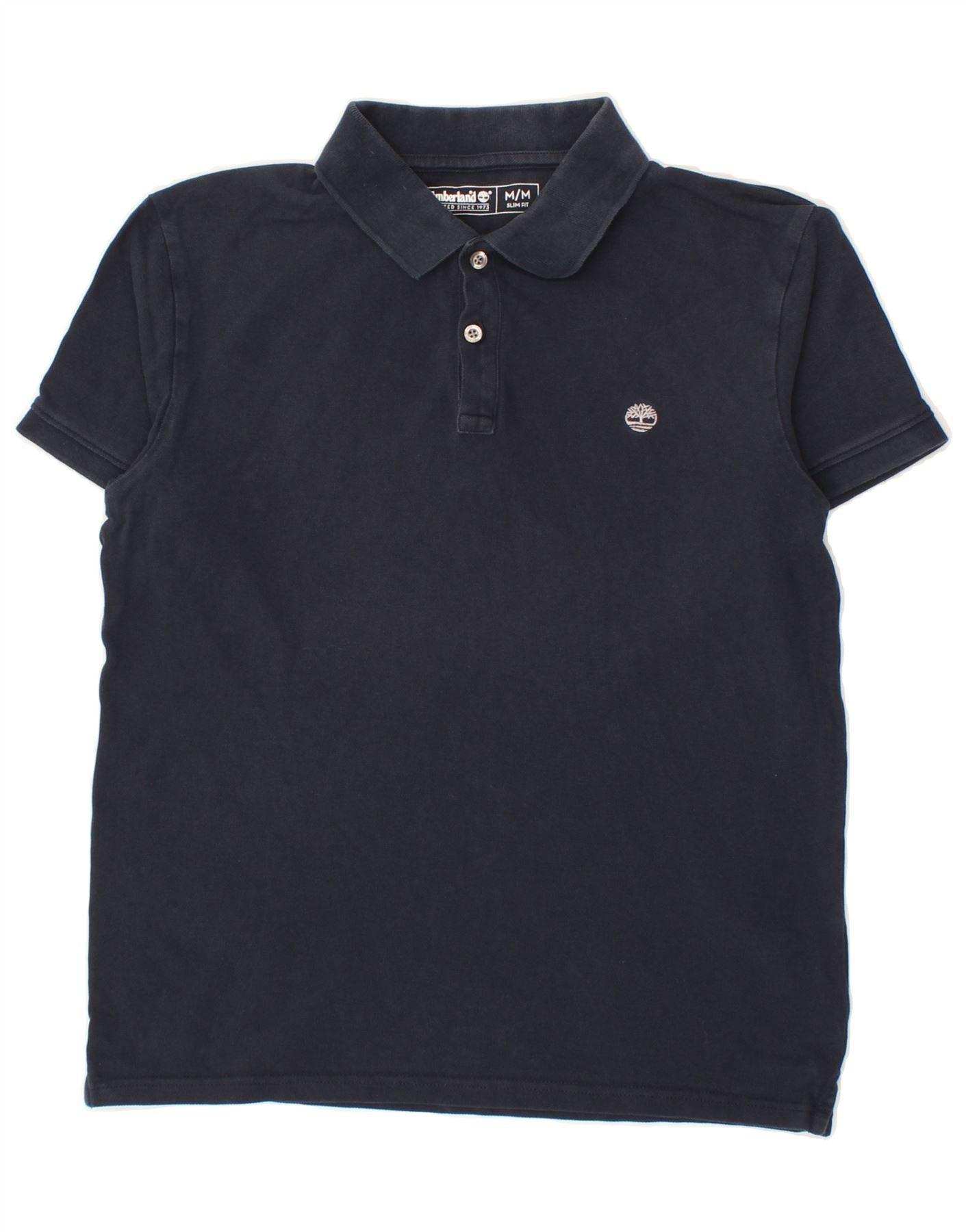 image of TIMBERLAND Mens Slim Fit Polo Shirt Medium Navy Blue Cotton