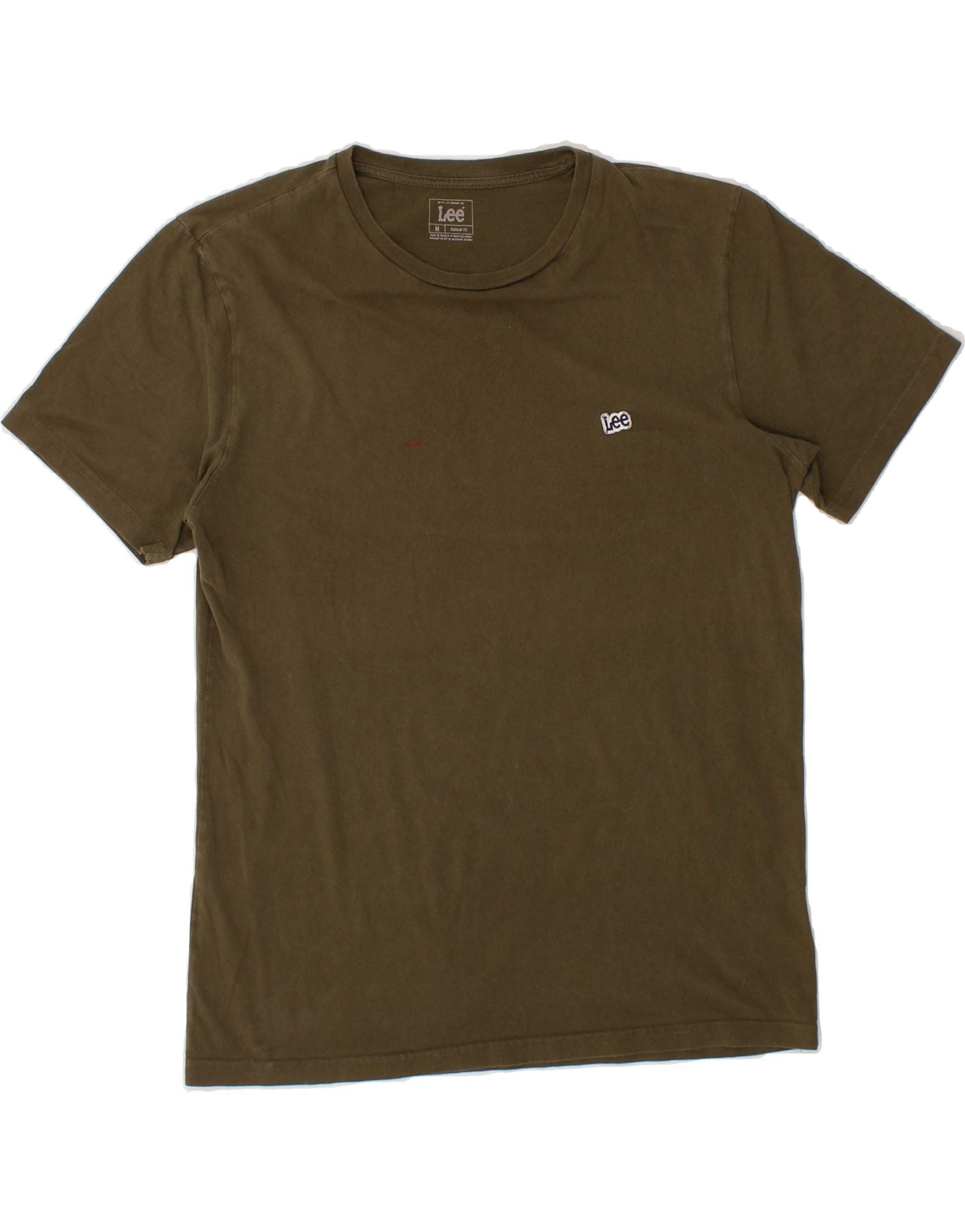 Image of LEE Mens Regular Fit T-Shirt Top Medium Green Cotton