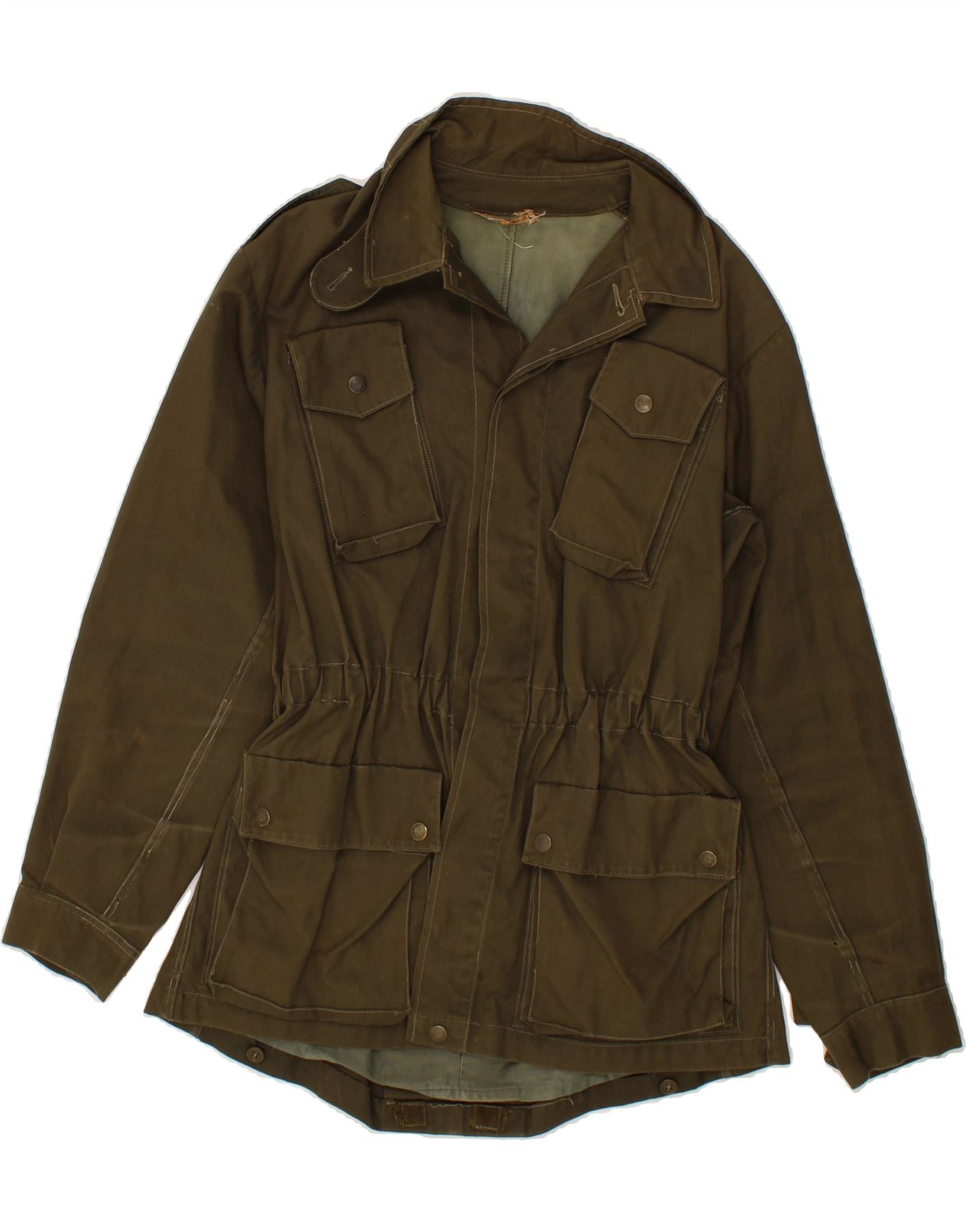 image of VINTAGE Mens Military Jacket UK 38 Medium Khaki