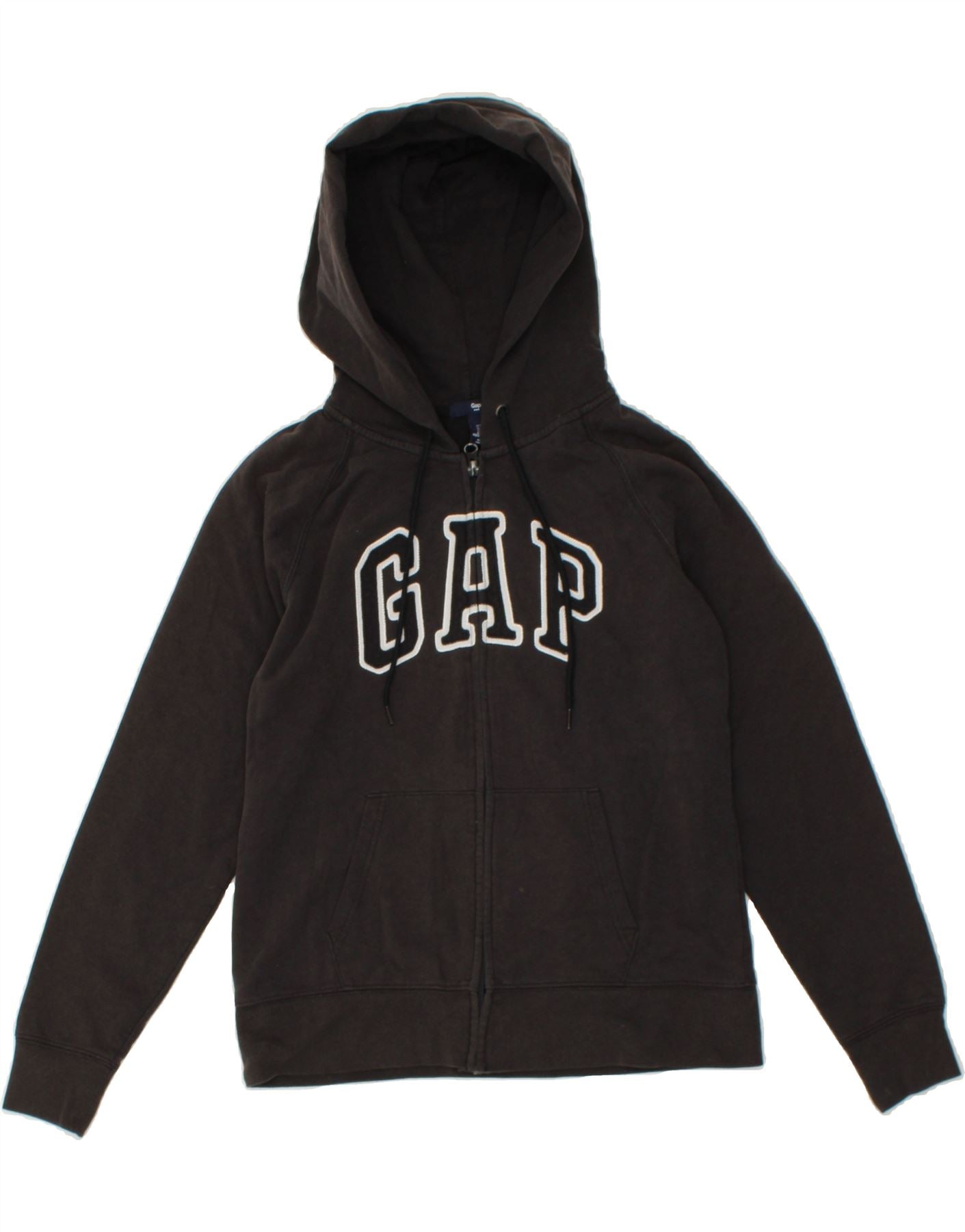 image of GAP Womens Graphic Zip Hoodie Sweater UK 14 Large Black Cotton