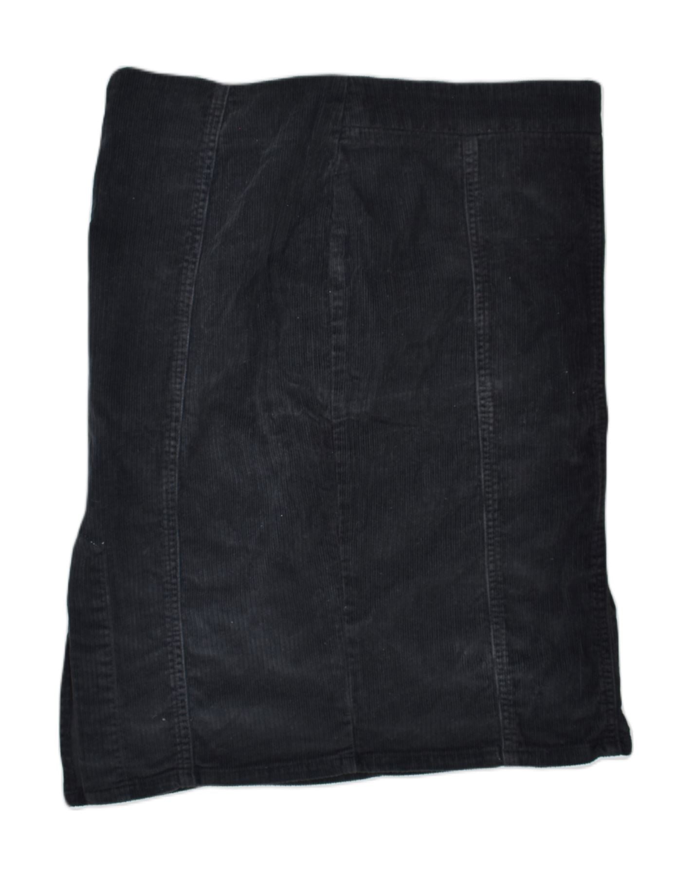 image of UNITED COLORS OF BENETTON Womens Corduroy Skirt W30 Medium Black Cotton